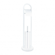 Йоржик для унітазу + паперотримач підлоговий ZERIX KIT-ME04 WHITE (колір білий) (ZX4643)