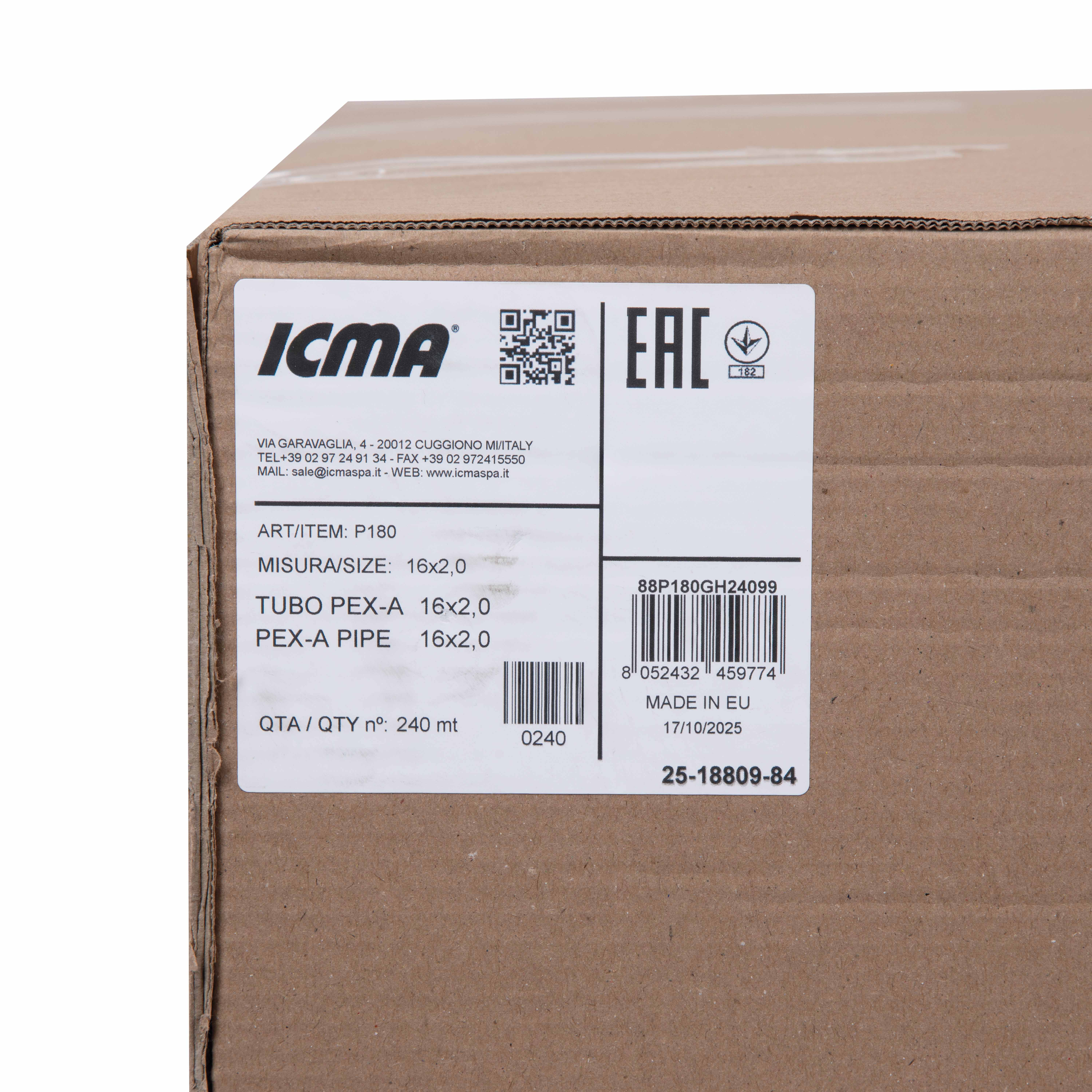 Труба для теплої підлоги Icma №Р180 PEX-A 3 шари, 16×2 мм (240 м) 88P180GH24099