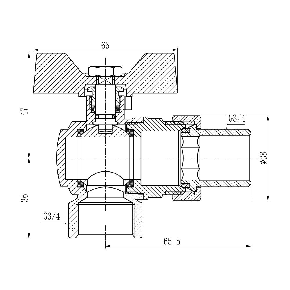 Кран кульовий «Американка» Thermo Alliance Forte 3/4" кутовий SF221W20