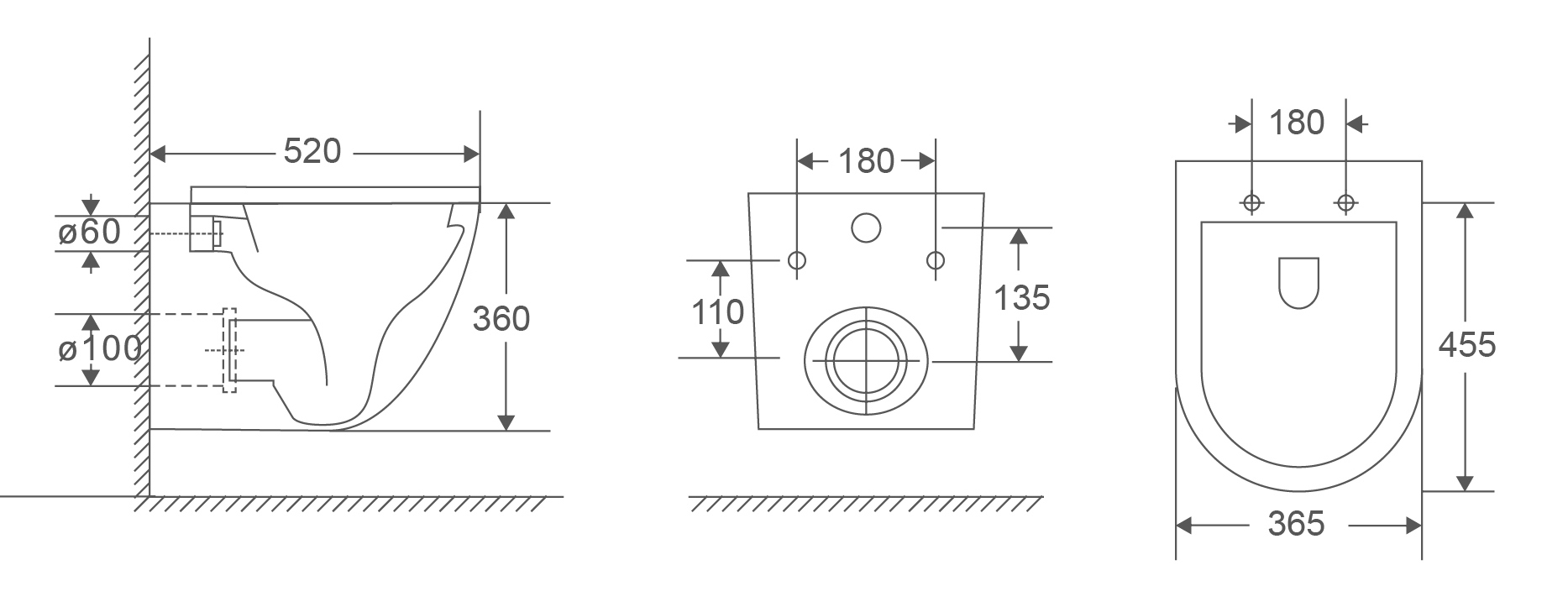 Унітаз підвісний MIXXUS PREMIUM ELLIPSE-0303-R 520х365х360mm система змиву RIMLESS (MP6463)