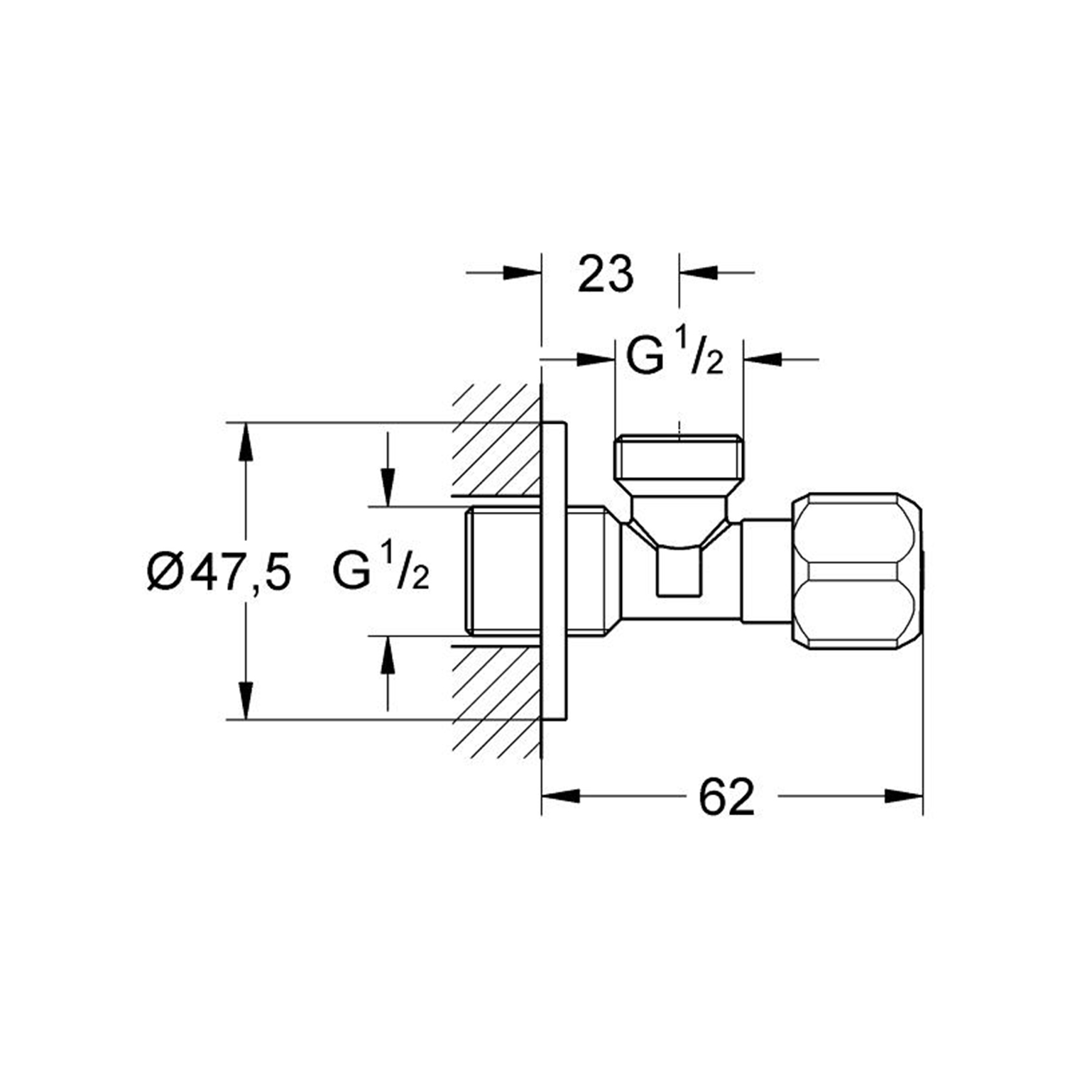 Універсальний кутовий вентиль Grohe 1/2"х1/2" 2201600M