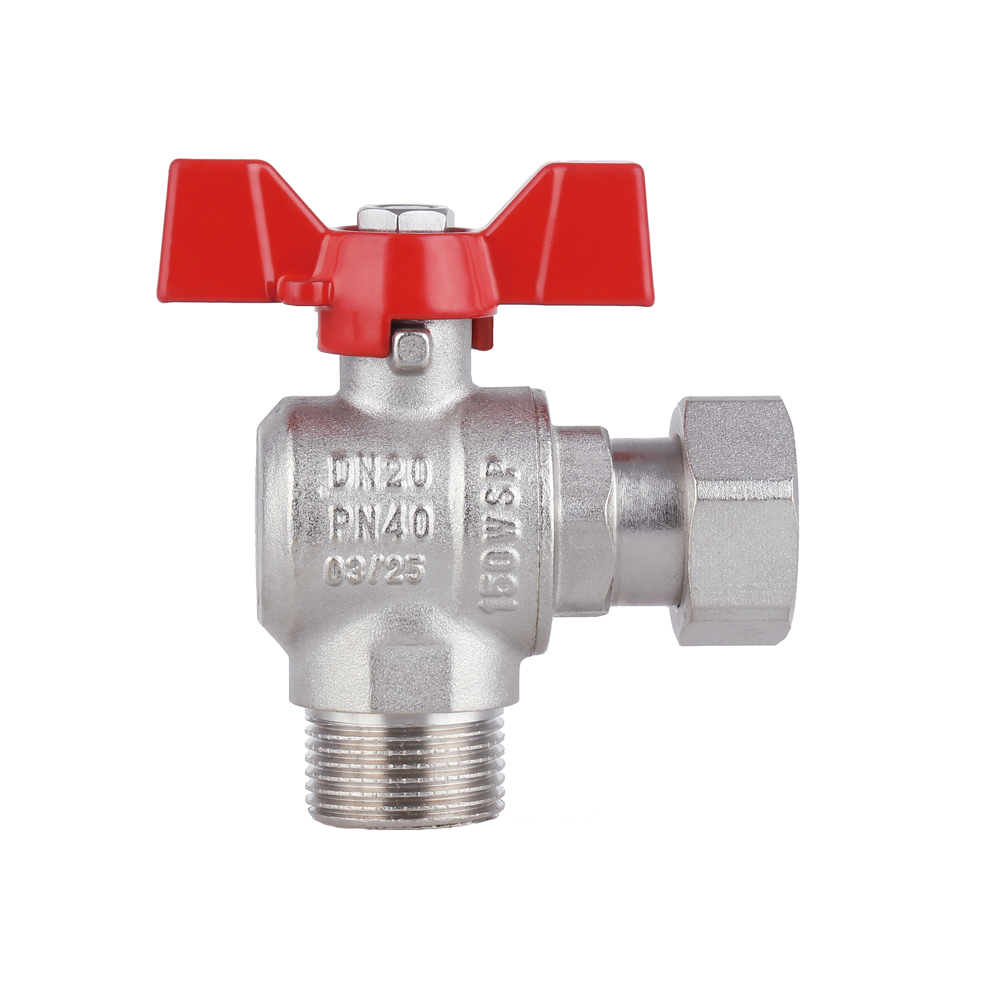 Кран кульовий з накидною гайкою Thermo Alliance Forte 3/4" ВЗ для води кутовий SF224W20