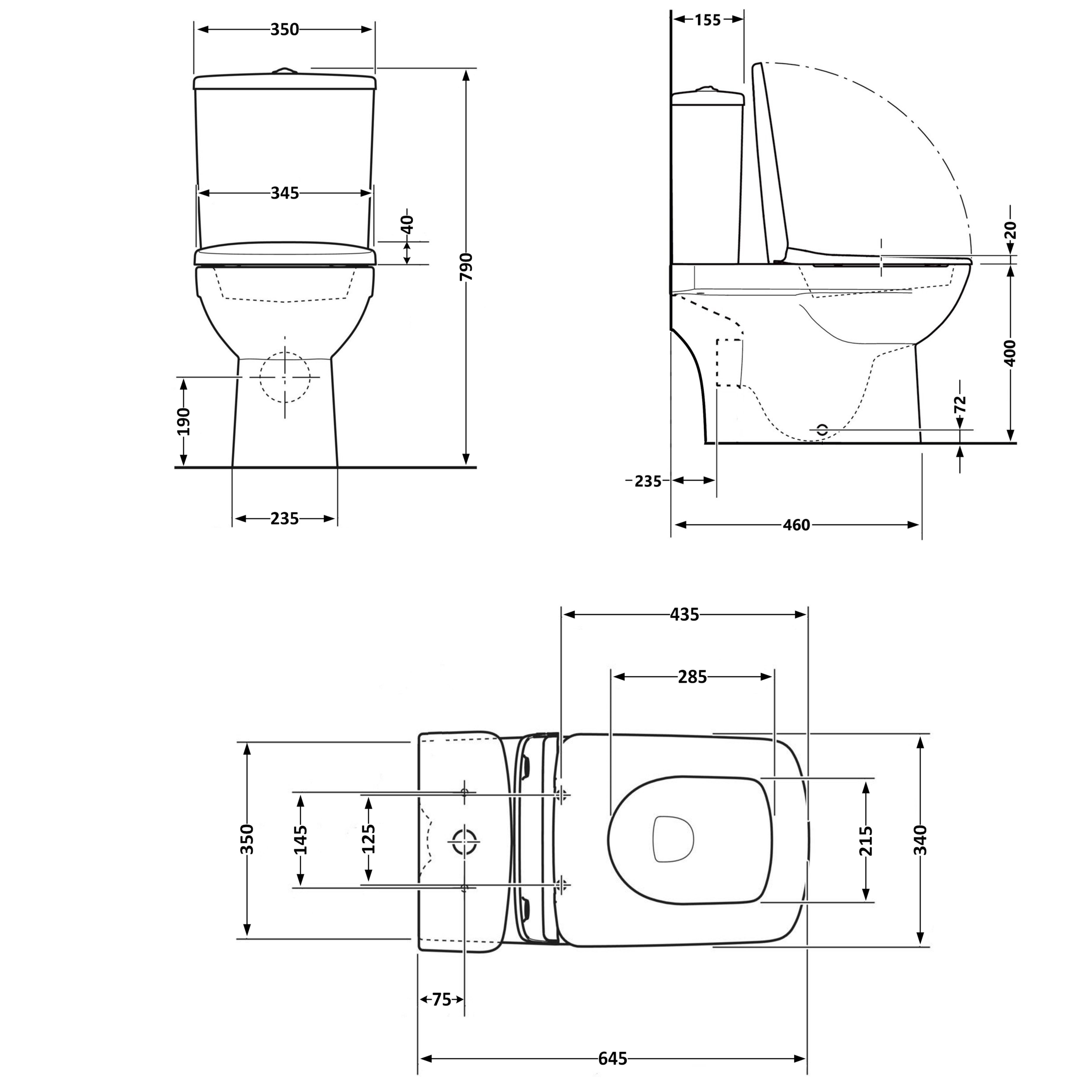 Унітаз-компакт Qtap Presto Quadro безободковий з сидінням Soft-close QT24221215AW