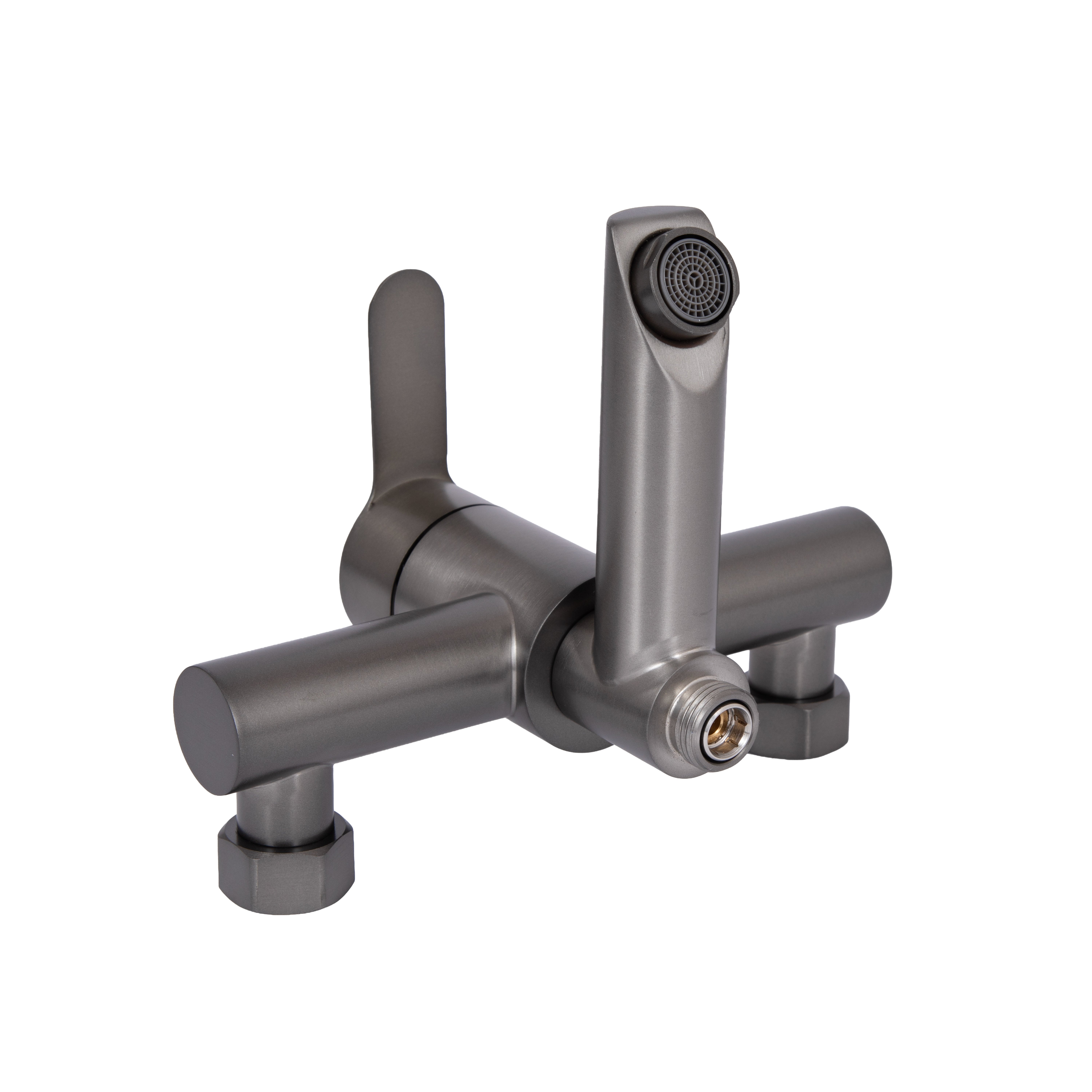 Змішувач для ванни Brinex Pure 006 з поворотним виливом (з душовим гарнітуром) Gunmetal Black BRIPUR006GRP