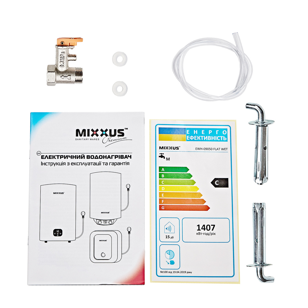 Водонагрівач "Плоский" MIXXUS EWH-10100 FLAT DRY накопичувальний 100 л, сухий тен 2 kW (WH0599)