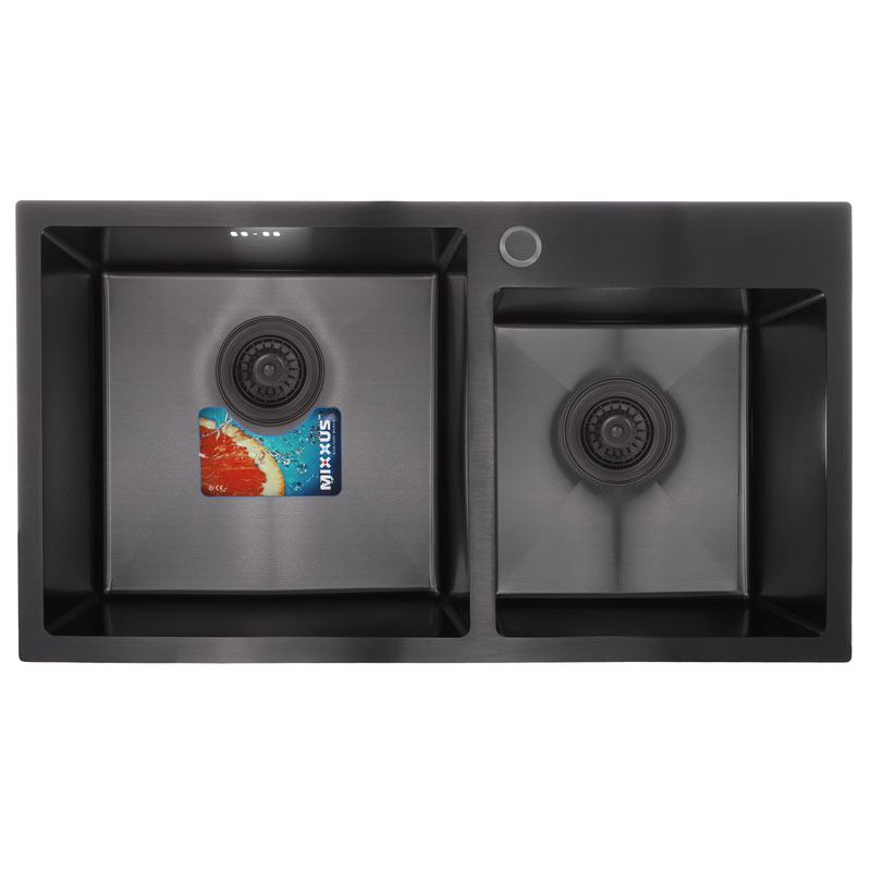 Комплект: мийка, змішувач, диспенсер MIXXUS SET-7843D-220x1.0-PVD-BLACK (Колір чорний) (MX0585)