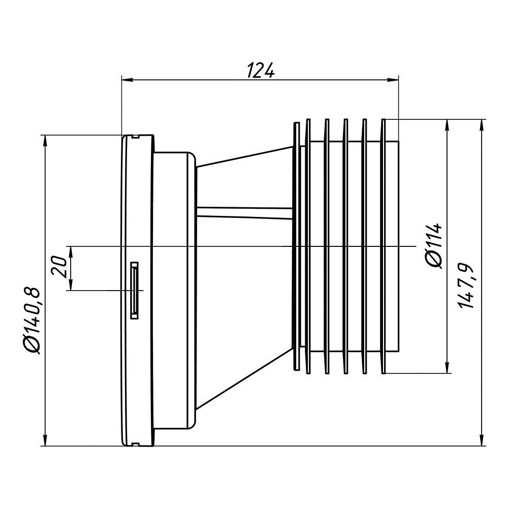 Эксцентрик для унитаза ANI Plast W0220 со смещением 20 мм