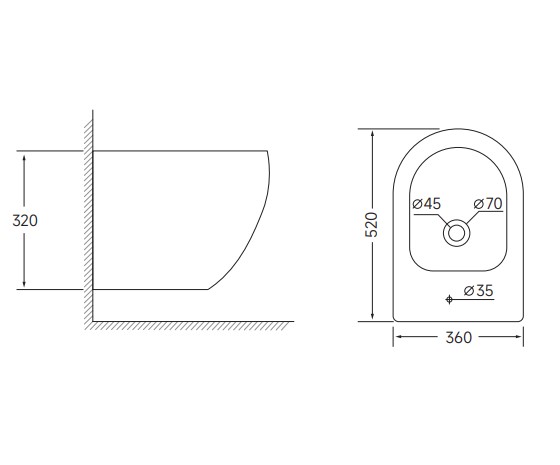 Біде підвісне MIXXUS ELLIPSE-0502 520х360х320mm (MI6714)