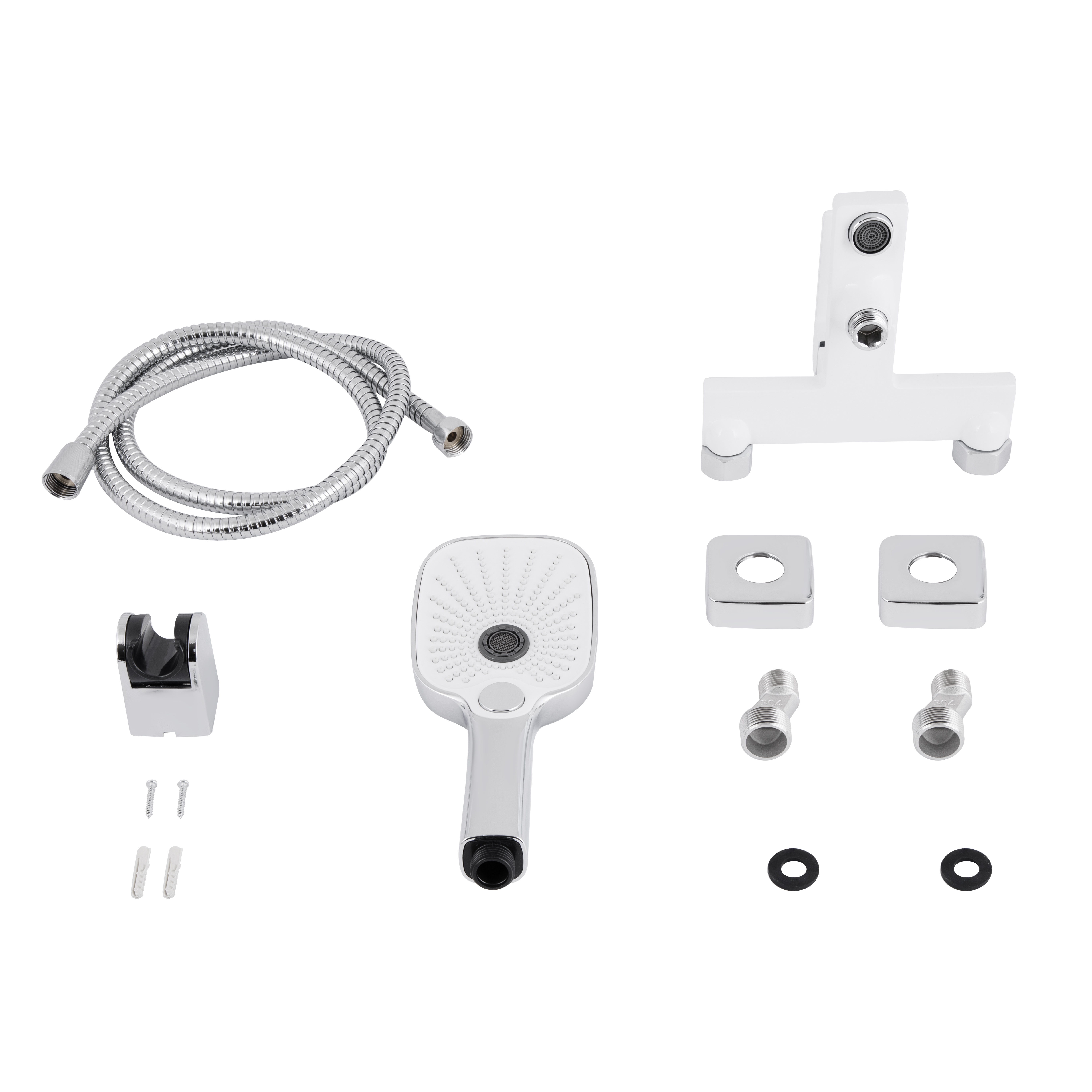 Змішувач для ванни Qtap Gemini (з душовим гарнітуром) QTGEM259CRW45683 Chrome/White