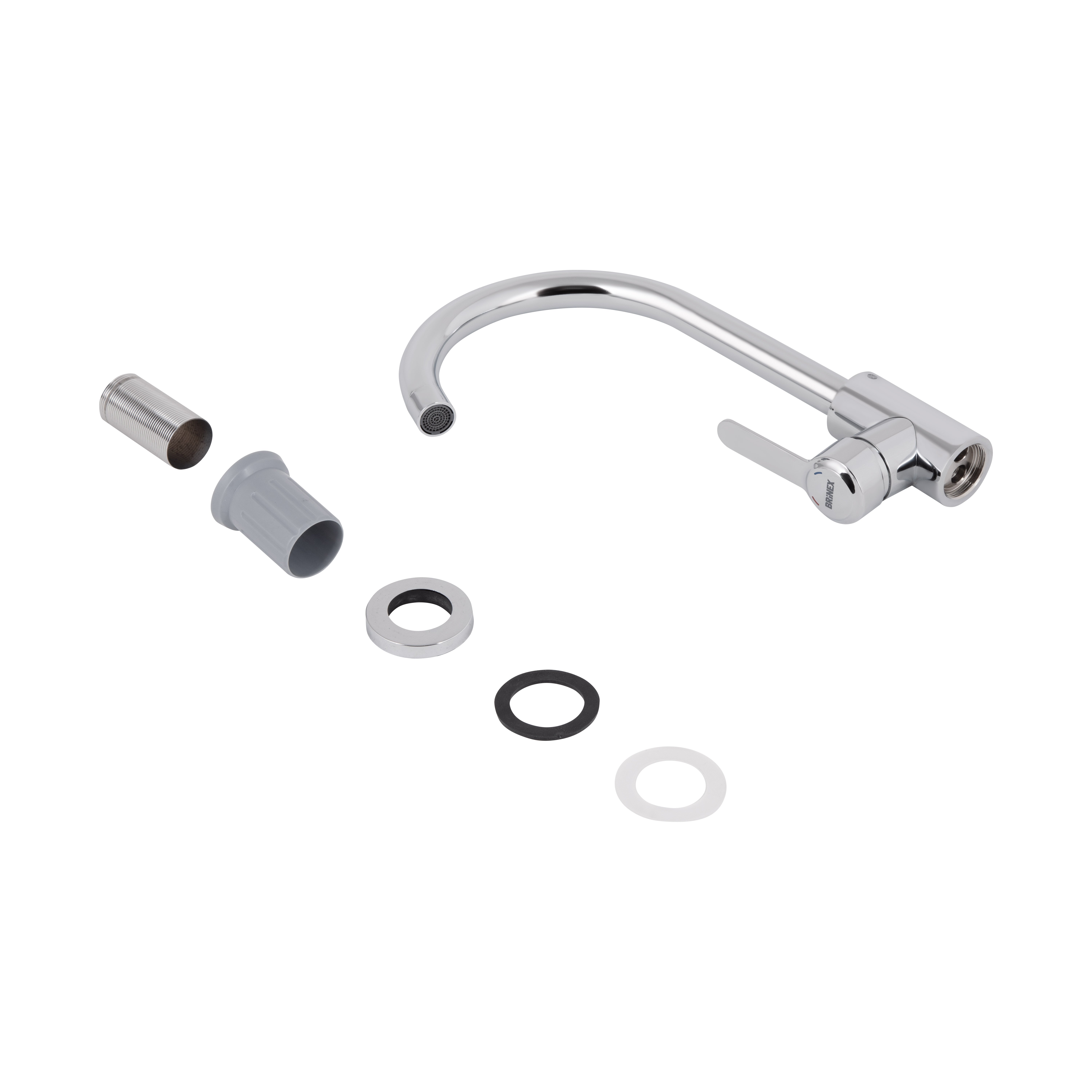 Змішувач для кухні U-образний Brinex Pure 015F U-образний  Chrome BRIPUR015FCRM