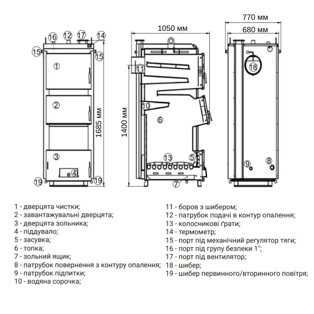 Котел твердопаливний сталевий Thermo Alliance Vulcan Plus V 3.0 VPSFW 50