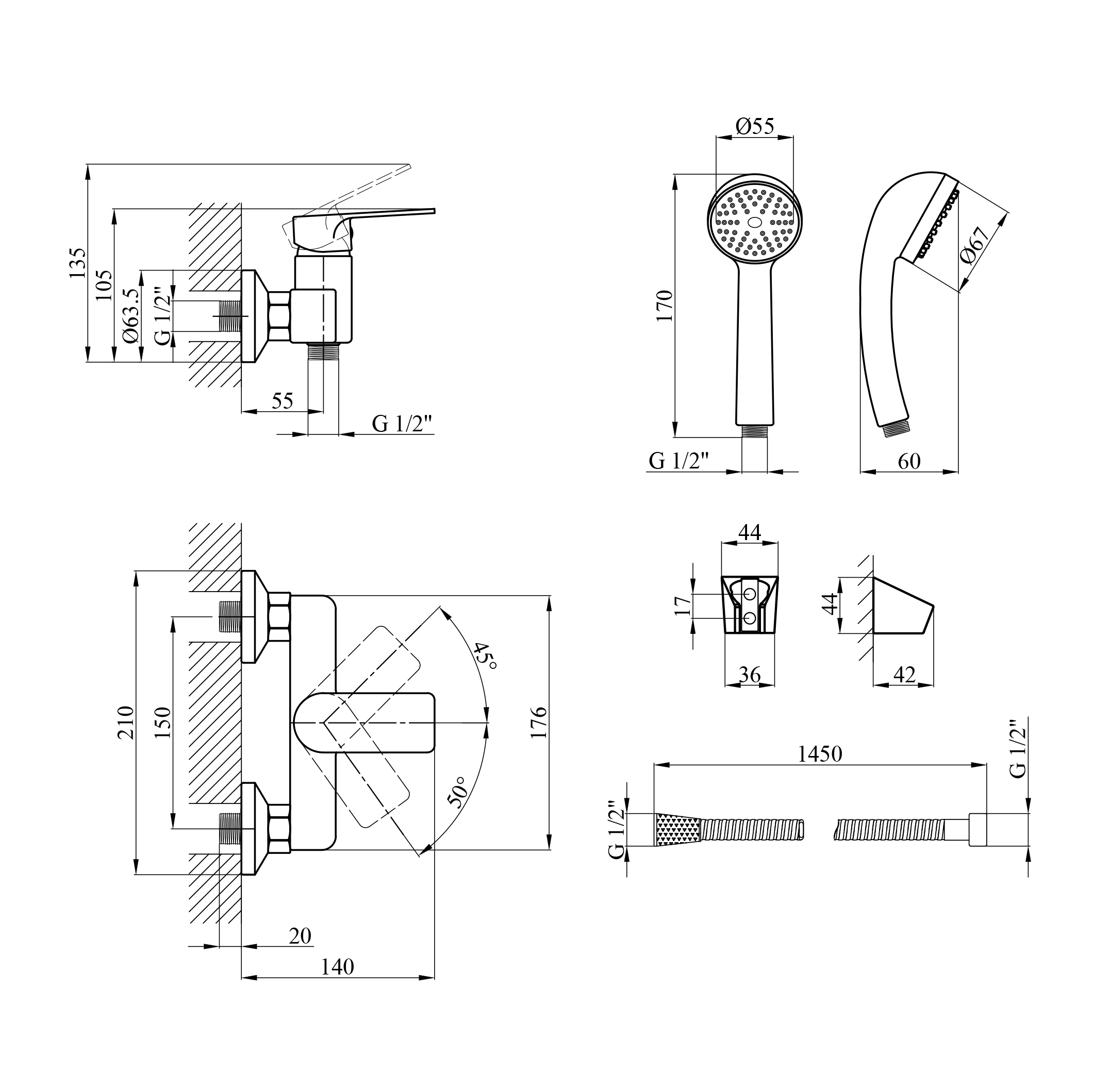 Змішувач для душу Agua Merida - C050