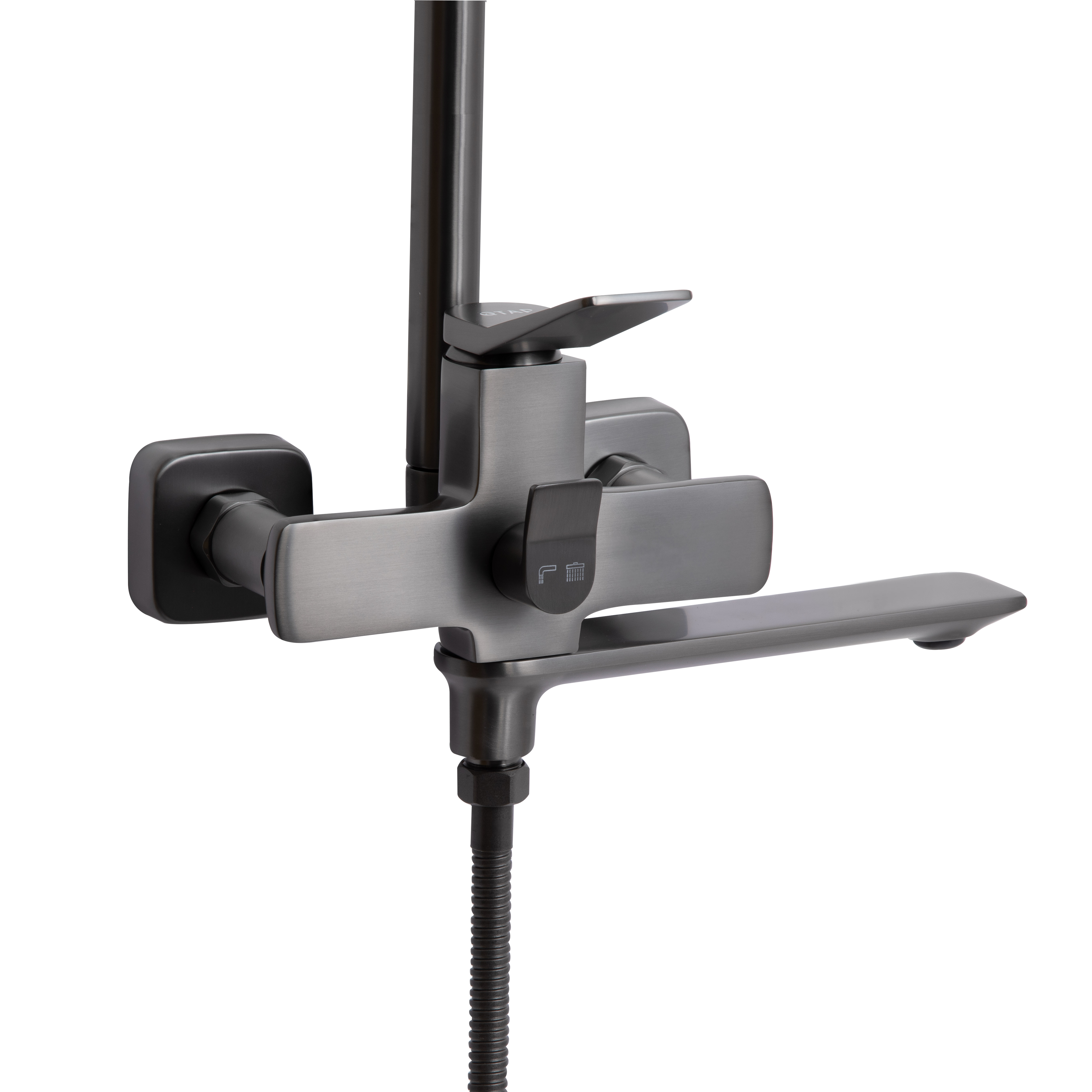 Душова система універсальна Qtap Presto на три споживачі (з виливом) QTPRE111GRP45585 Gunmetal Black