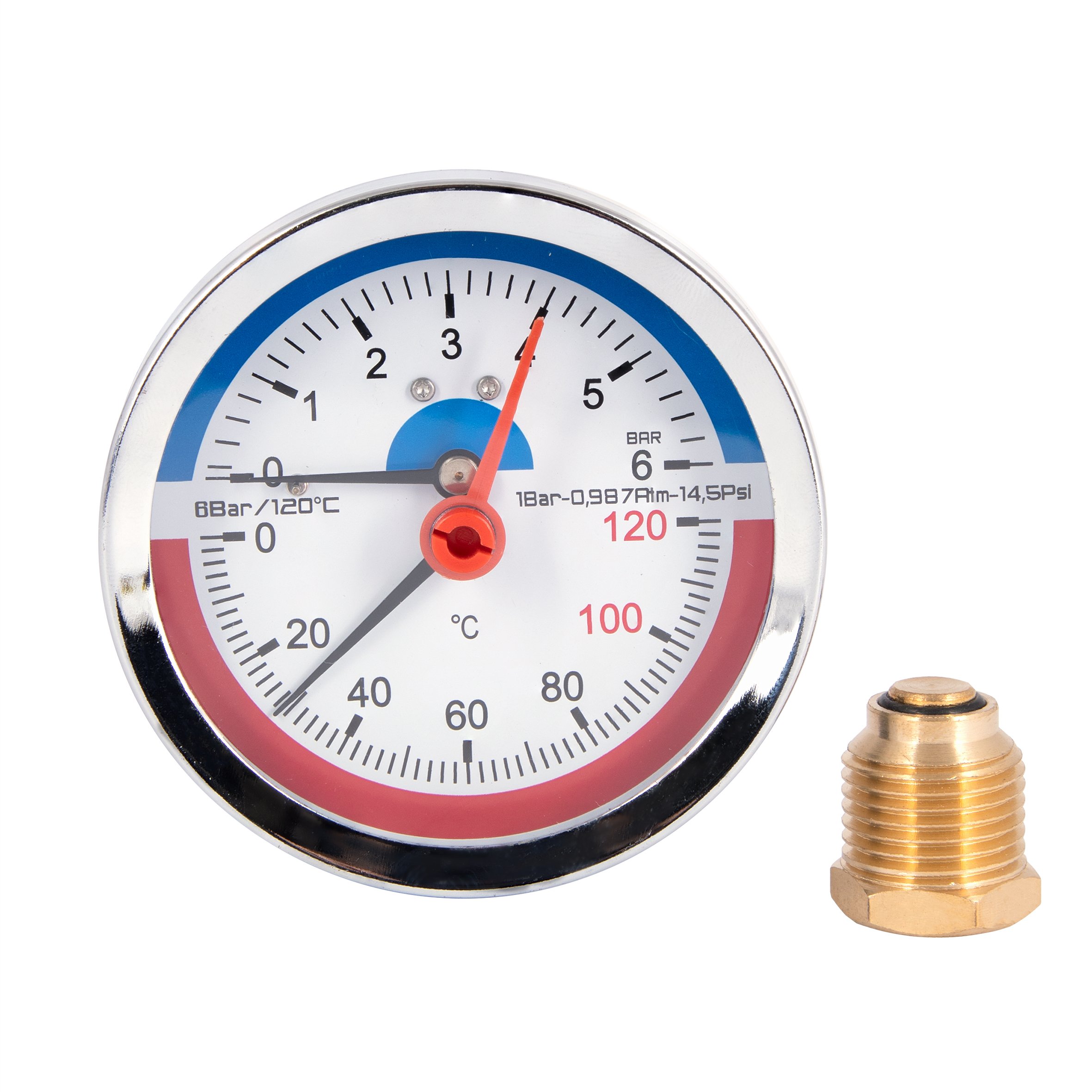 Термоманометр Thermo Alliance Standart 80 мм 1/2", заднє підмикання SD1736B