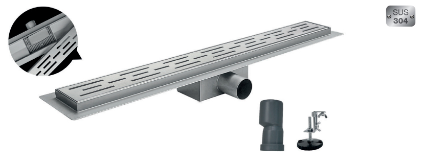 Душовий трап KOER FD01-70x900 з нерж. сталі SUS304 70x900мм (KR4748)
