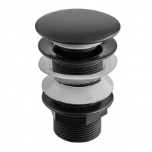 Донний клапан для раковини без переливу ZERIX BV-02 BLACK автоматичний (Click-Clack) (Колір чорний) 1 1/4'' (ZX6018)