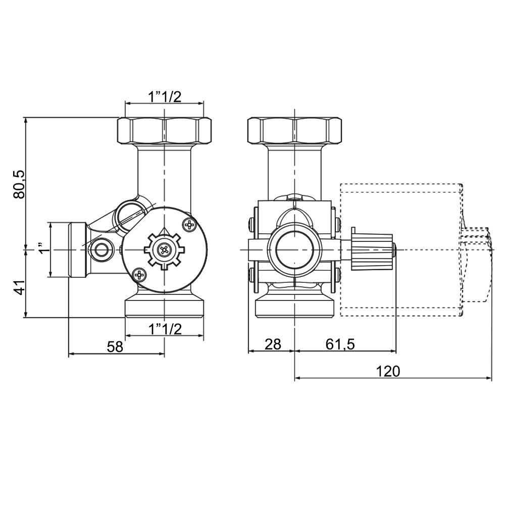 Смесительный трехходовой узел Icma 1" 1/2 автоматической регулировки №782