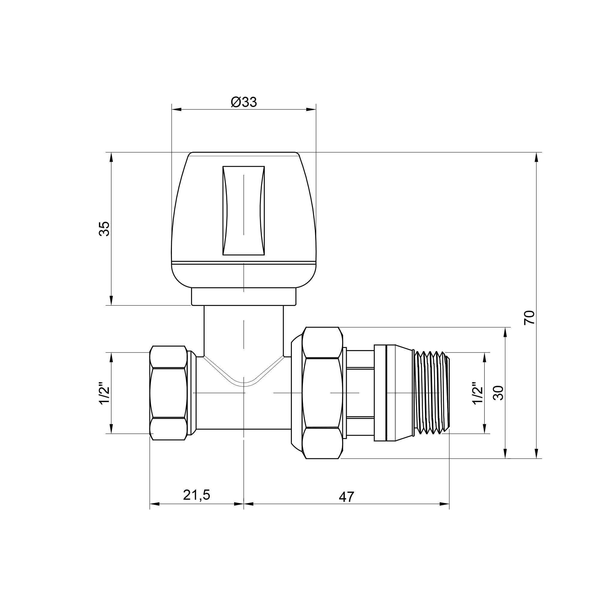 Кран радіаторний Icma 1/2" з антипротіканням прямий №813+940