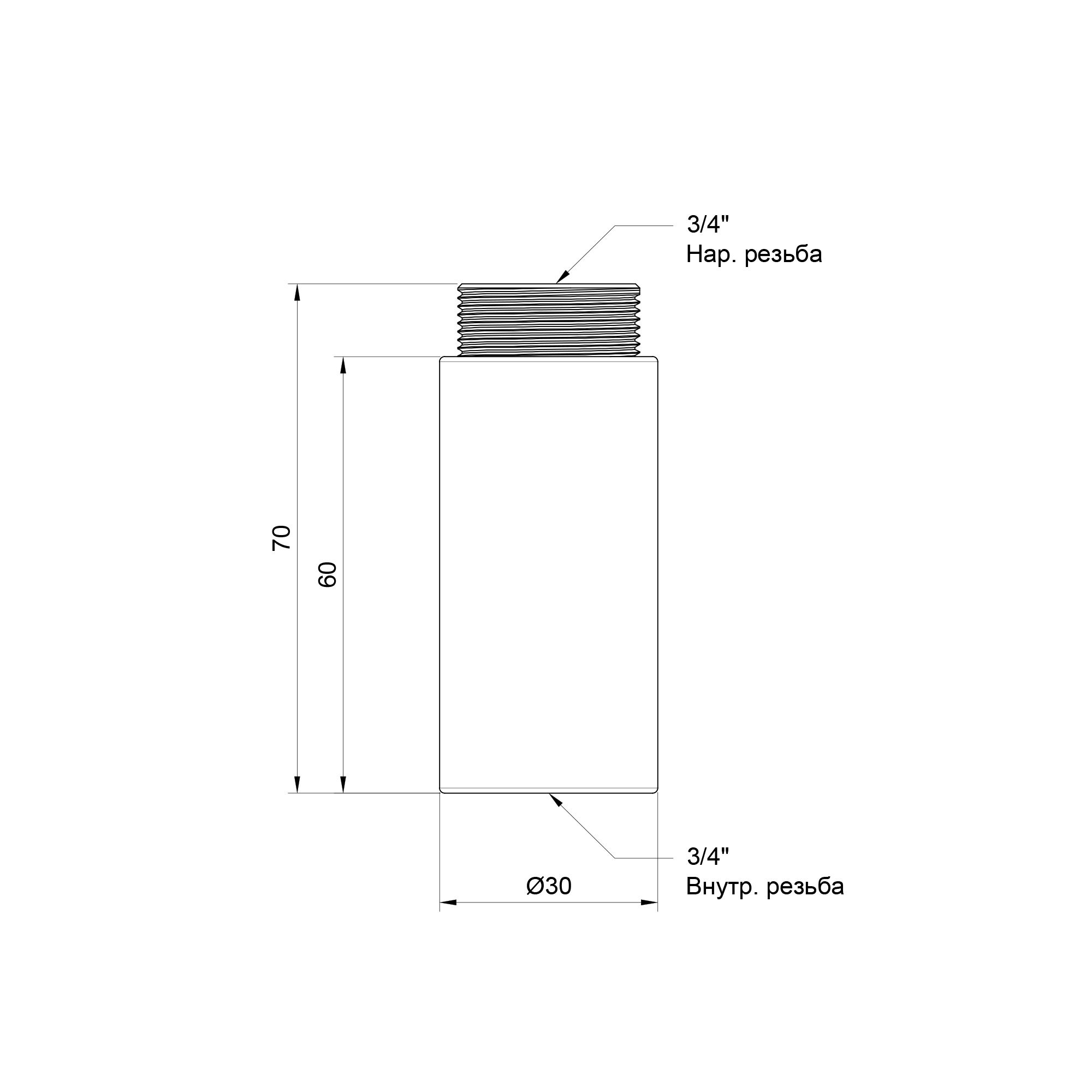 Подовжувач SD Plus 60х3/4" хром SD1302060