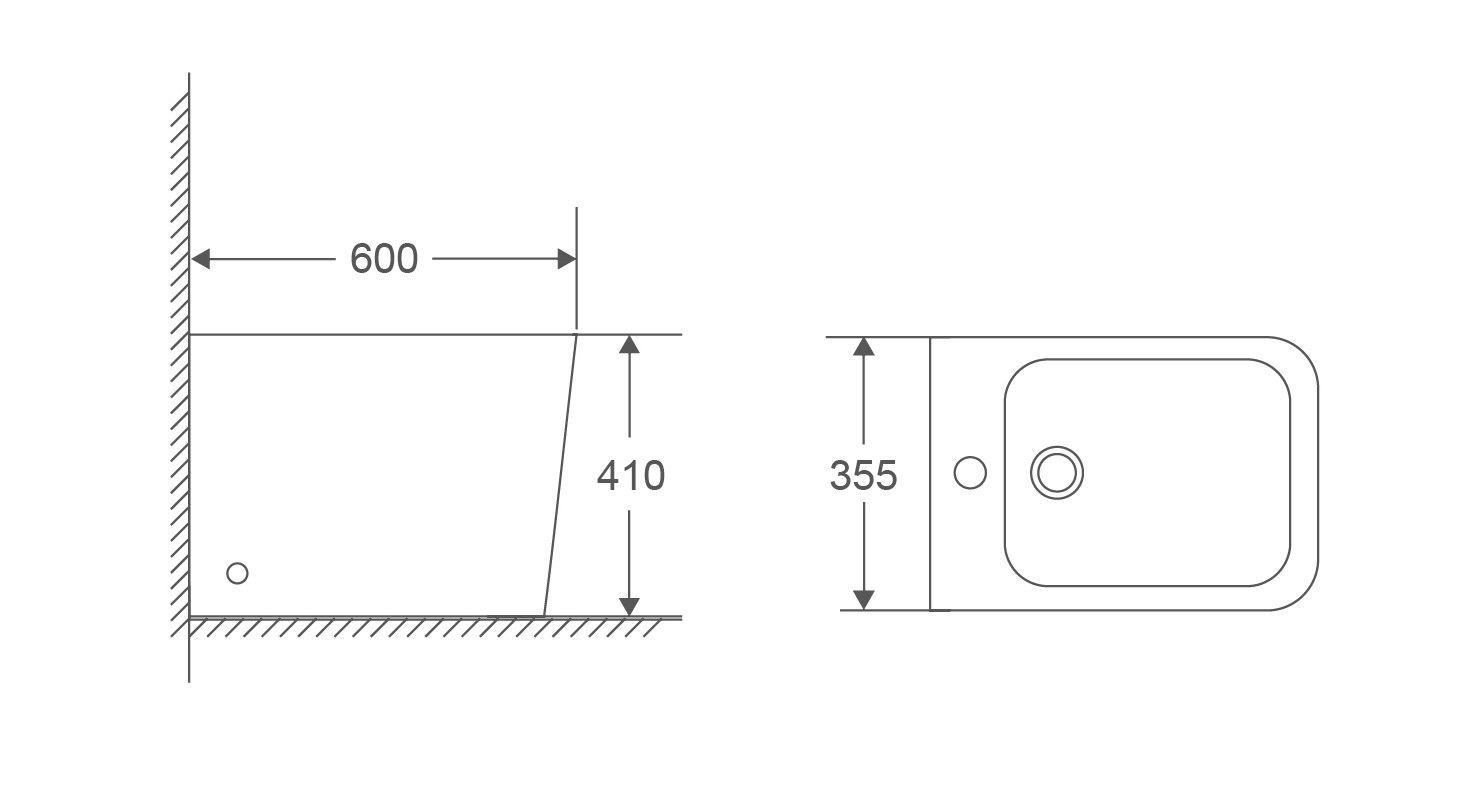 Біде підлогове MIXXUS PREMIUM QUADRO-0601 600х355х410mm (MP6589)