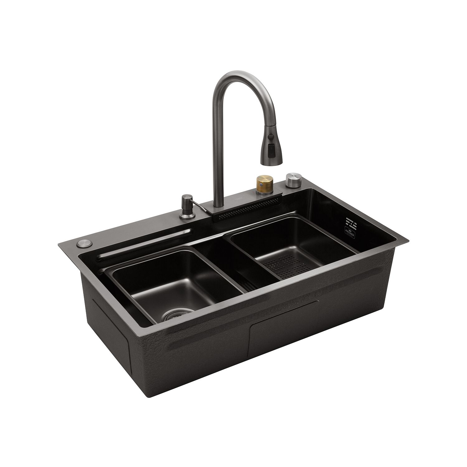 Кухонна мийка Kroner KRP Schwarze - SET7545HM PVD (3.0/0.8 мм)