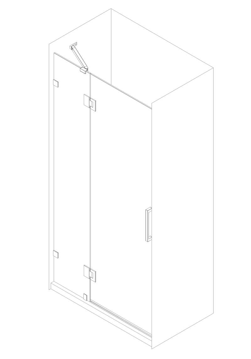 Двері у нішу розпашні KOER SR SD04-120x200-TR-01 прозоре скло EASY CLEAN 10мм хром (KR5387)
