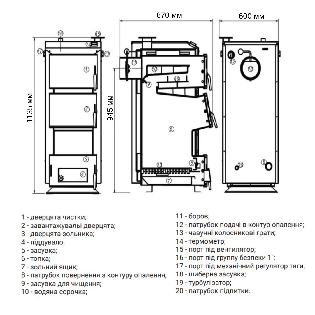 Котел твердопаливний сталевий Thermo Alliance Ferrum Plus V 3.0 FSF+ 26