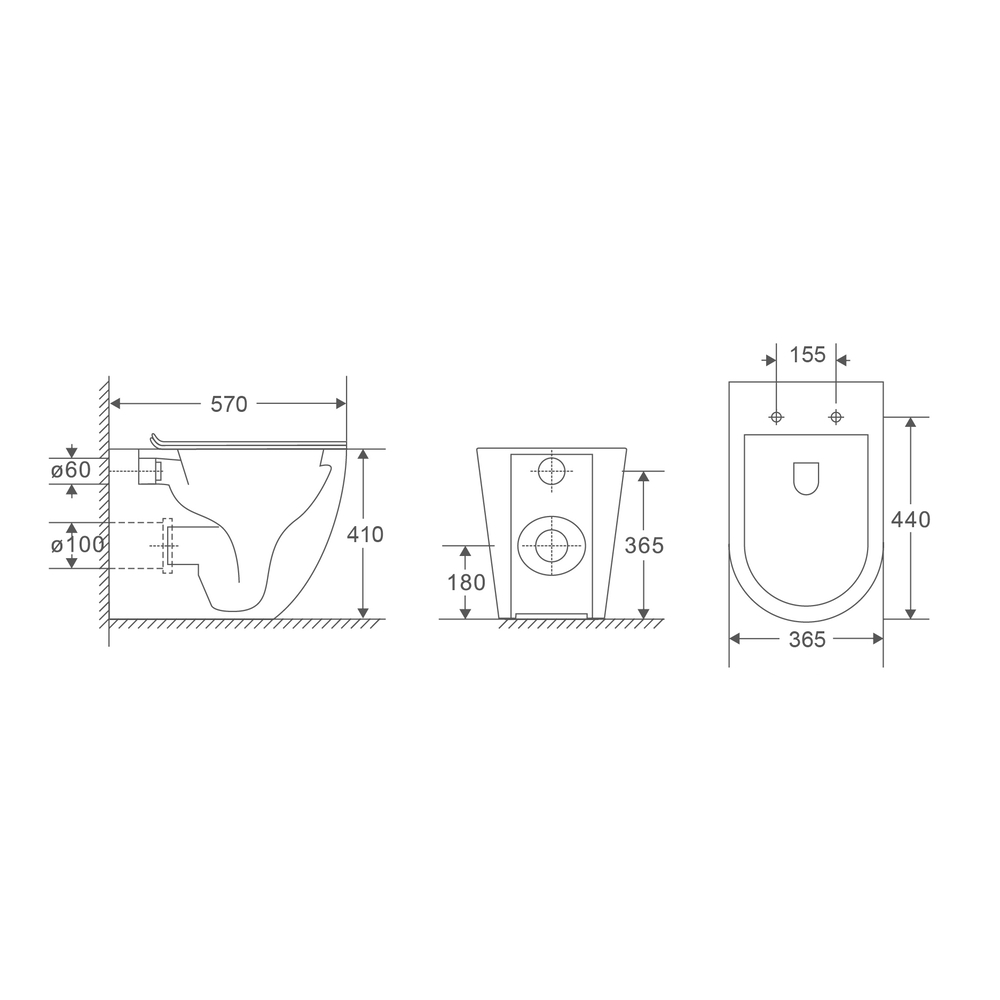 Унітаз підлоговий безбачковий MIXXUS PREMIUM ELLIPSE-0701-T1 570х365х410mm система змиву TORNADO 1.0 (MP6593)