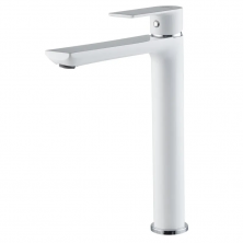 Змішувач для умивальника високий HAIBA ALEX 001 HIGH NUT WHITE-CHROME (Колір білий хром) (HB9564)