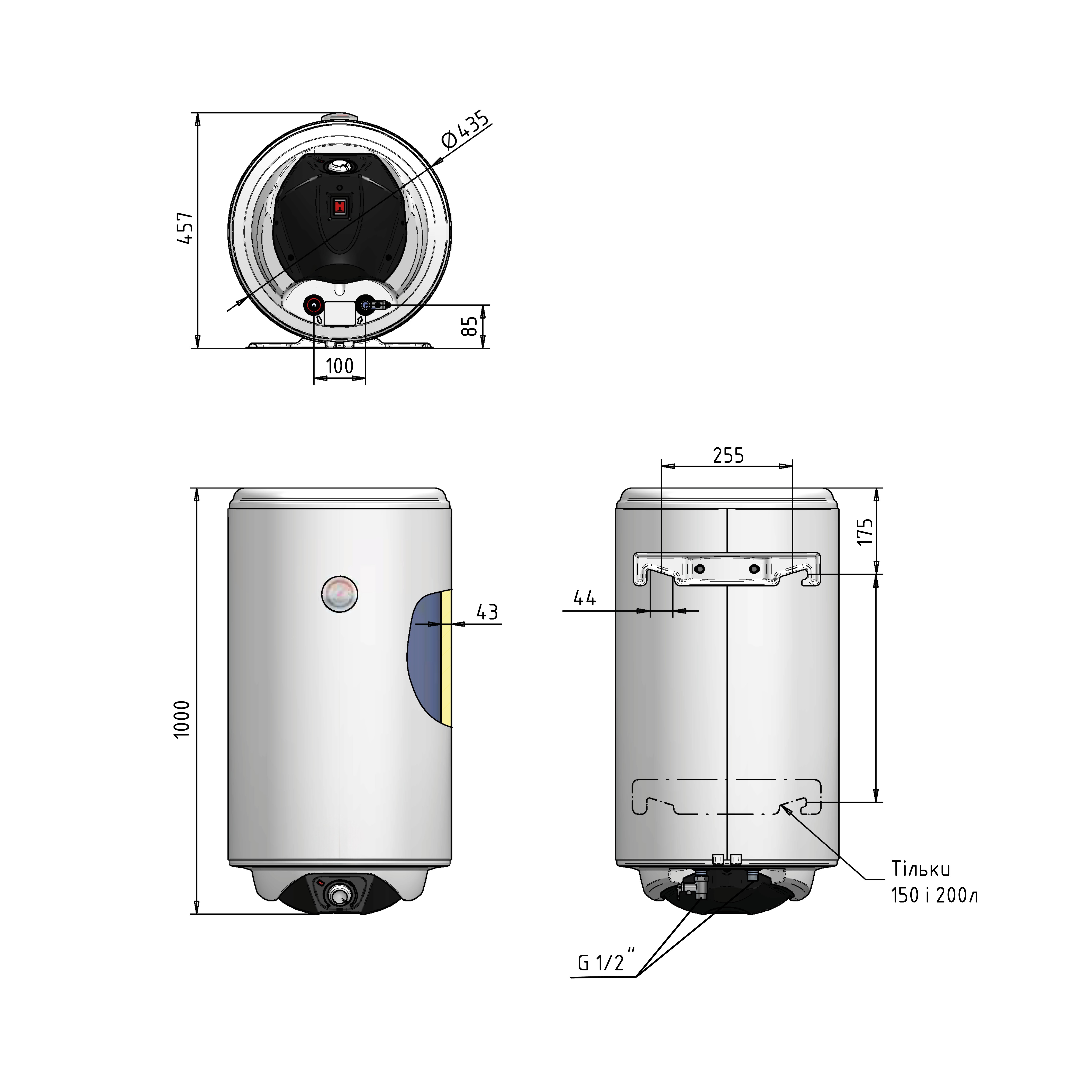 Водонагрівач електричний Thermo Alliance Spectra 100 л вертикальний, сухі ТЕНи 2,0 кВт, d 435 мм