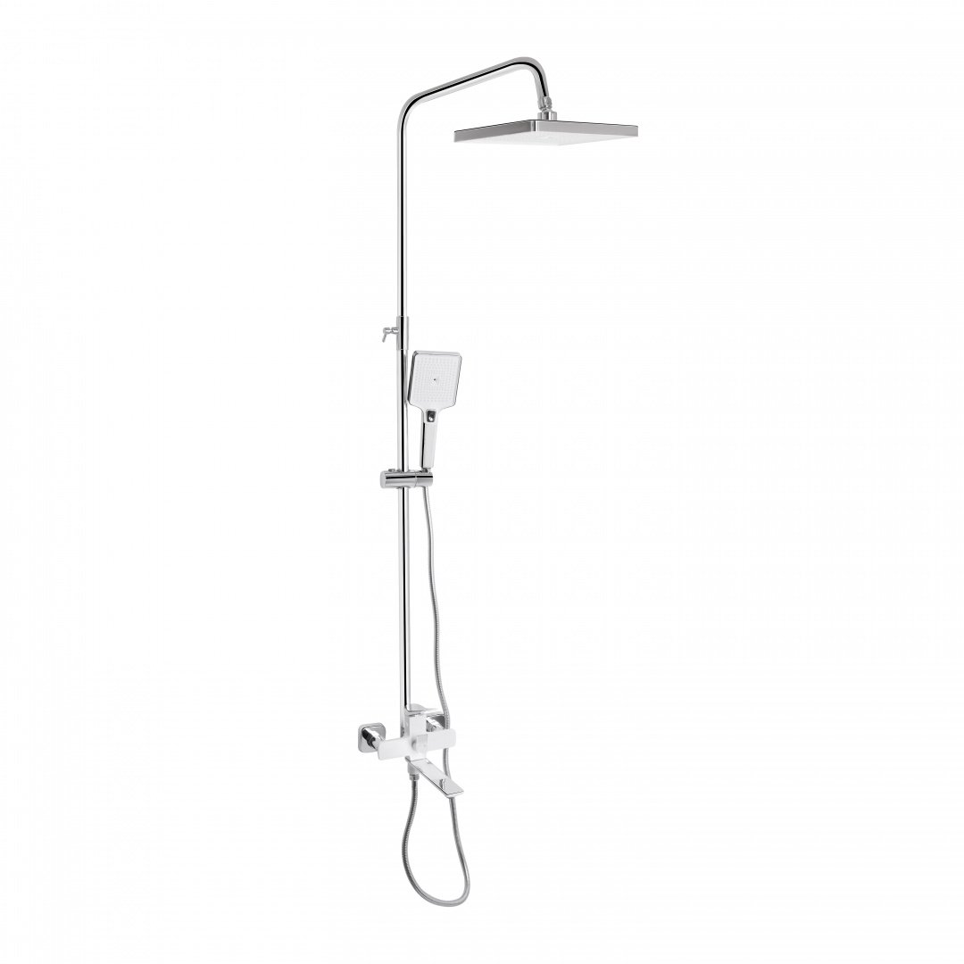 Душова система універсальна Qtap Presto на три споживачі (з виливом) QTPRE111CRW45580 Chrome/White