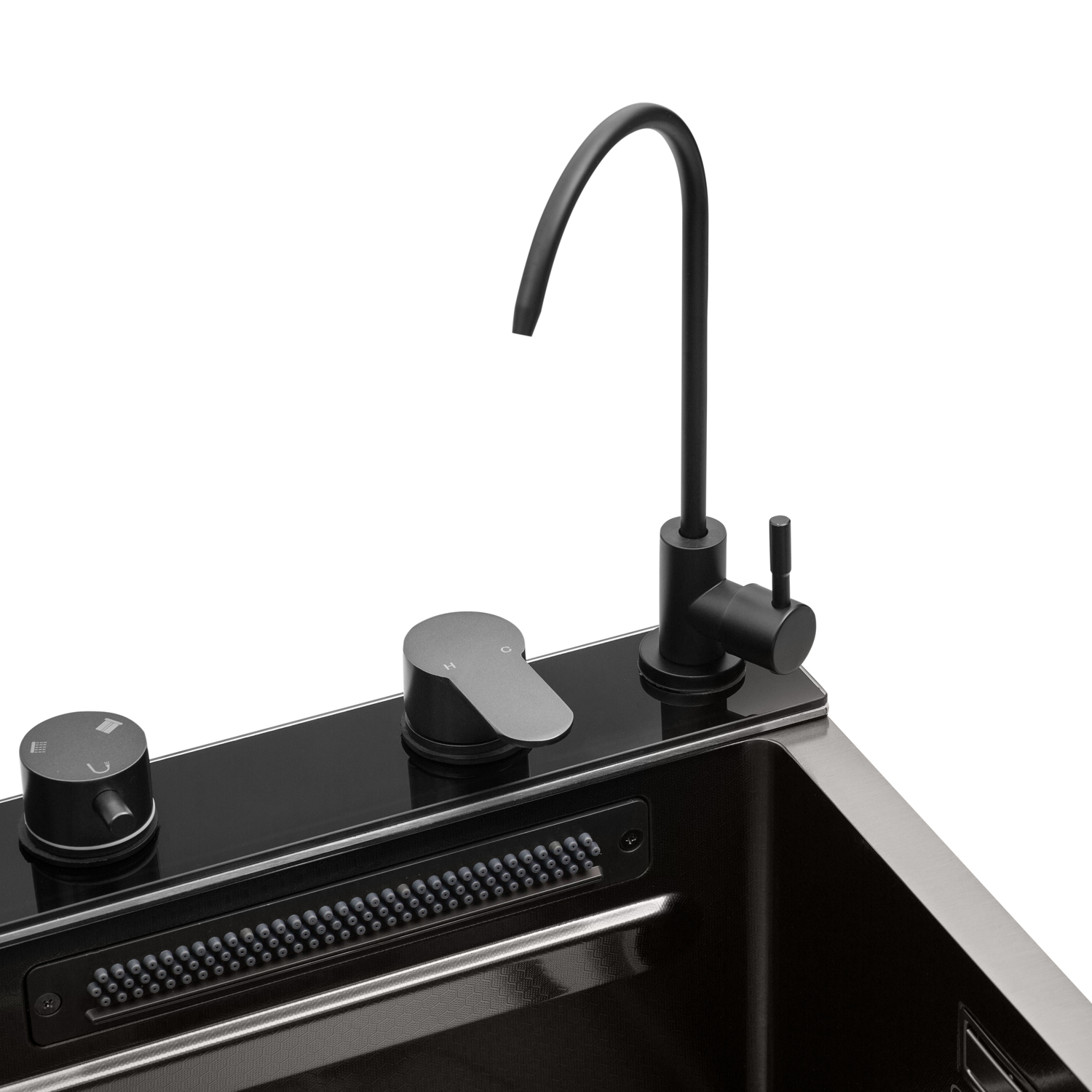 Кухонна мийка Kroner KRP Schwarze - SET7545F4HM PVD (3.0/0.8 мм)