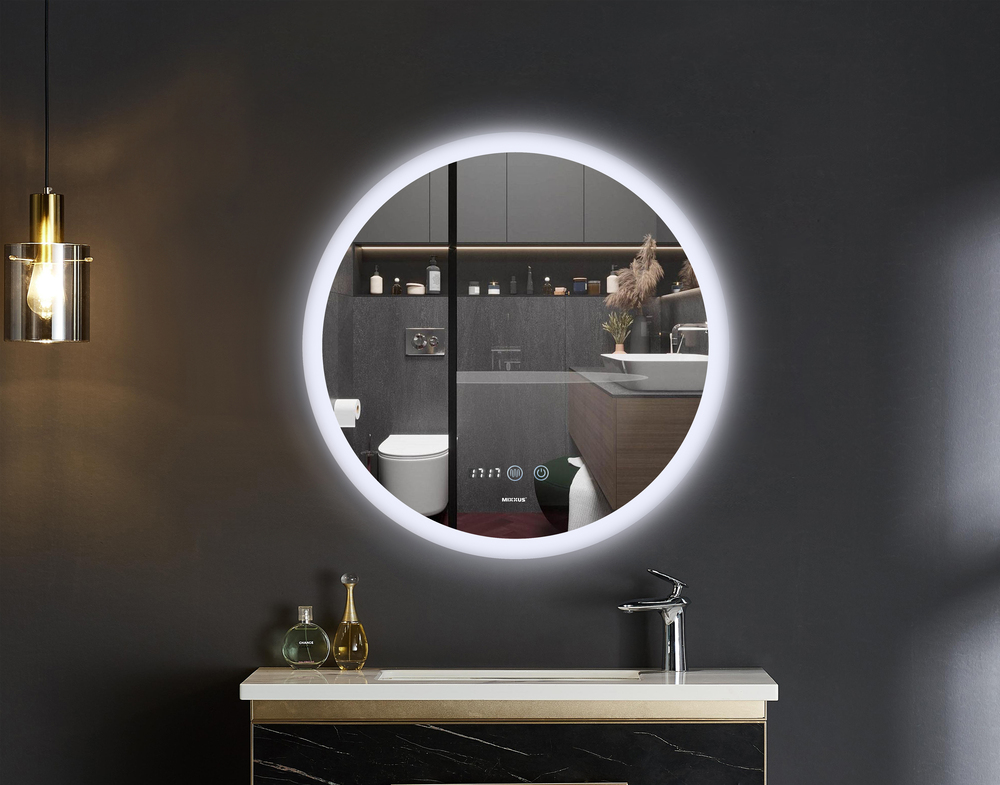 Дзеркало MIXXUS PLAIN MC10-60 з LED Touch, Anti-fog, димером, рег. яскравості, годинником (MI6013)