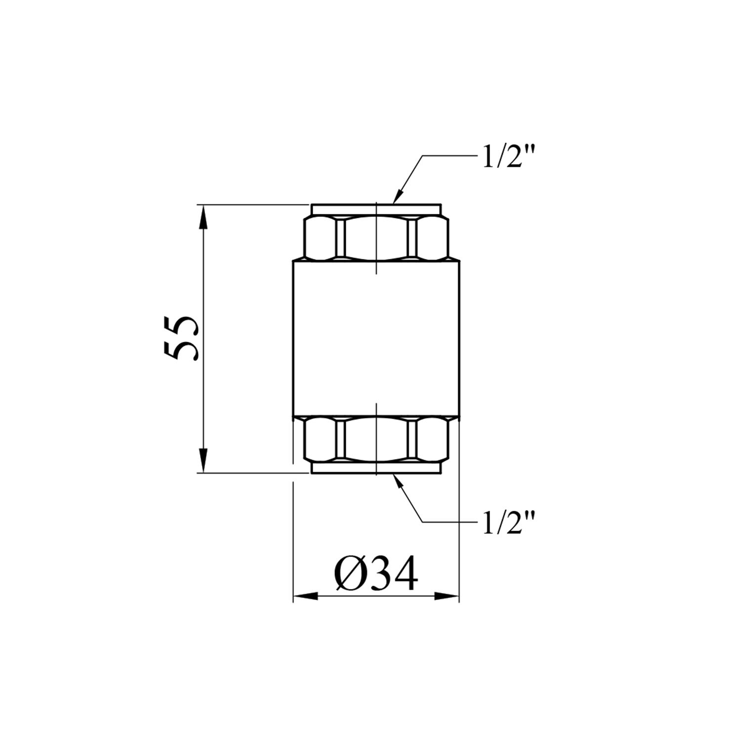 Зворотний клапан Karro 1/2" ВВ з латунним штоком KR-6120