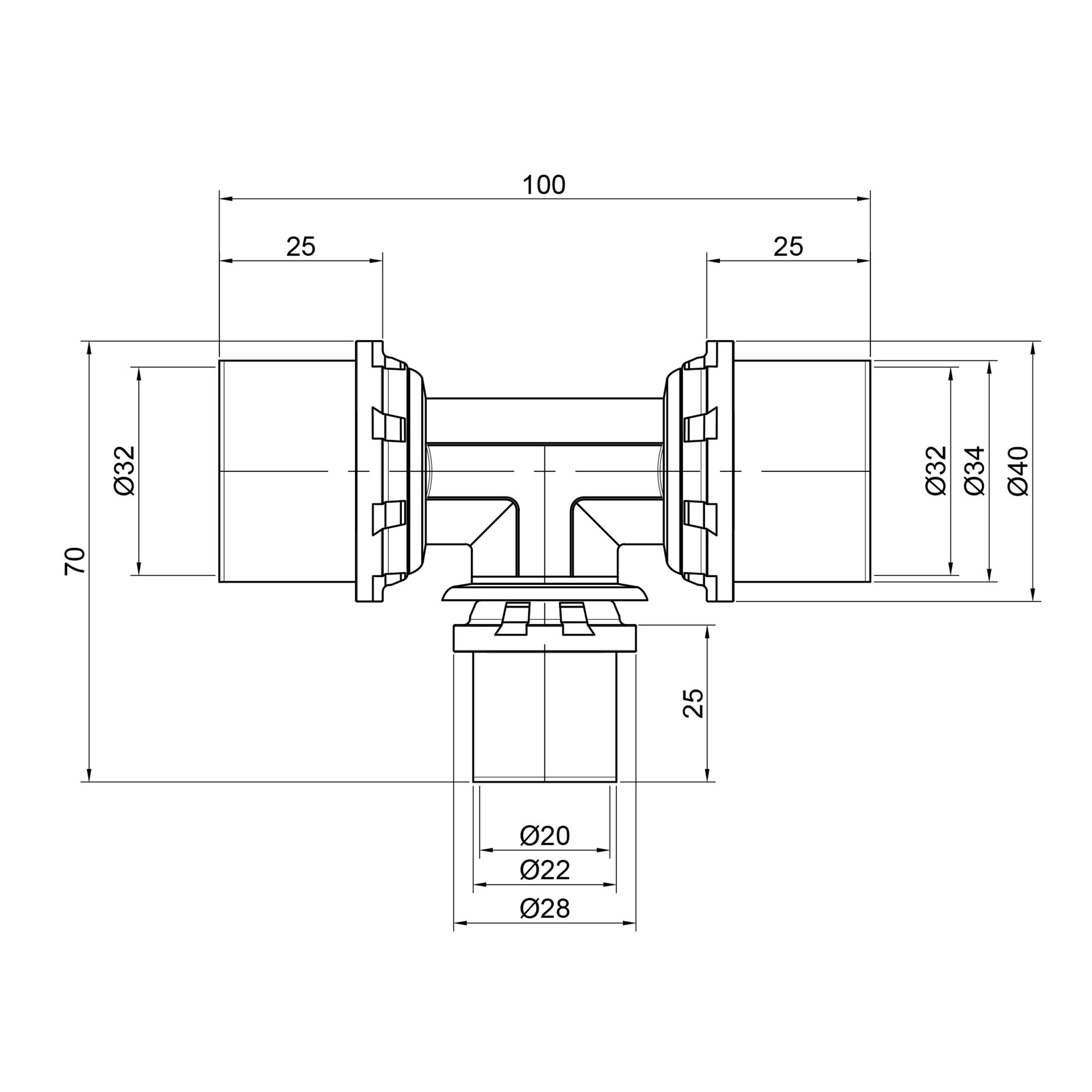 Трійник прес Icma 32х20х32 №406