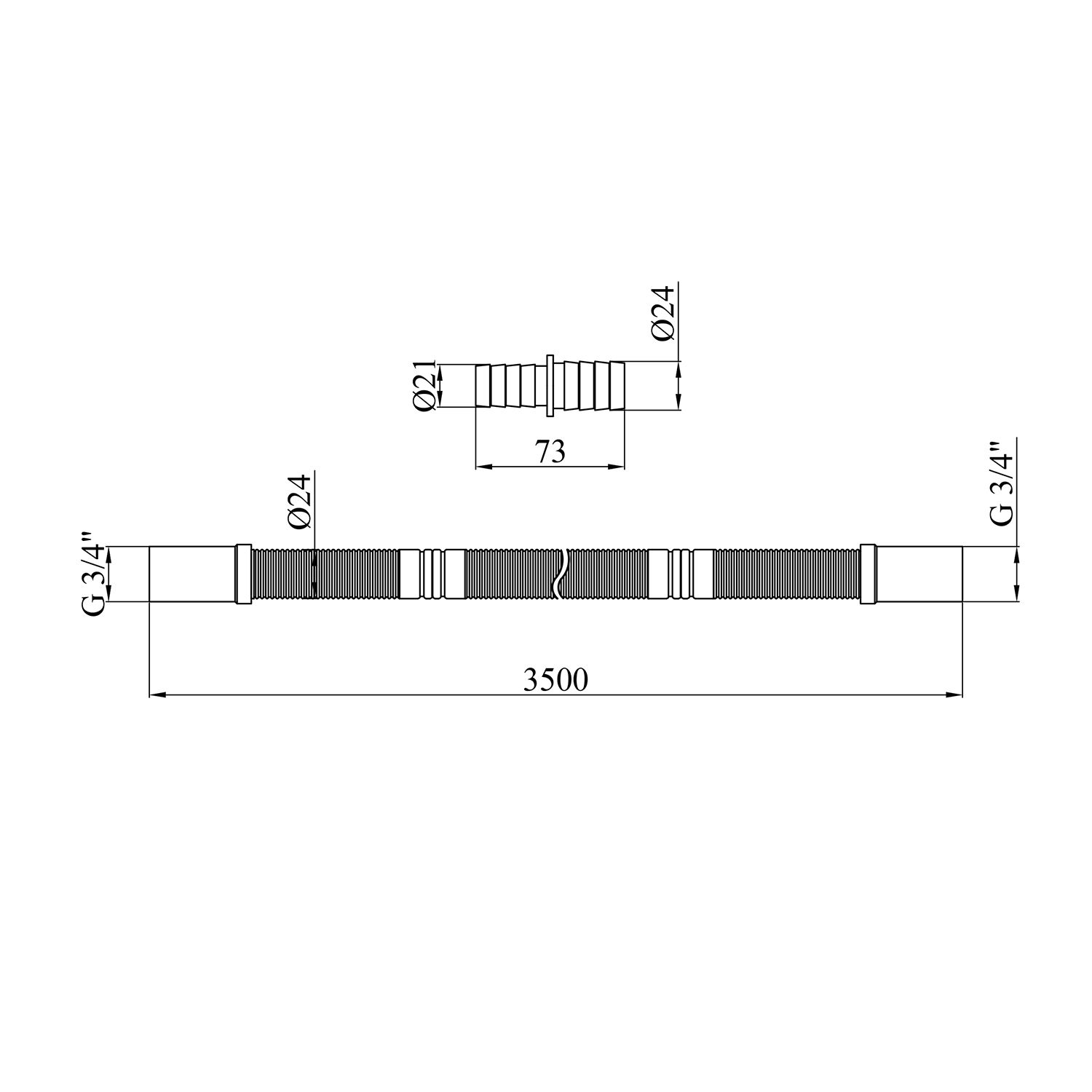 Шланг зливний для пральної машини Kroner KRP - DR350 350 см