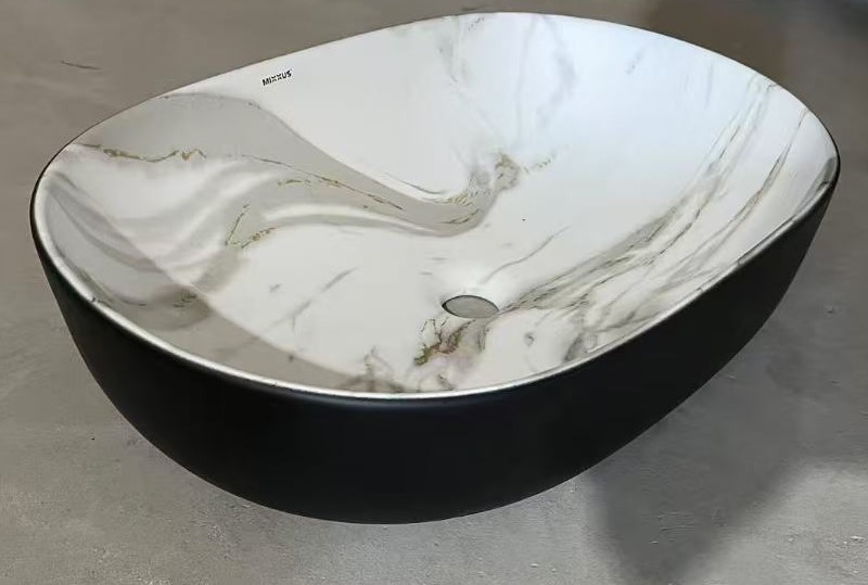 Раковина накладна MIXXUS PREMIUM ELLIPSE-0105 MARBLE-BLACK 600х400х150mm (MP6565)