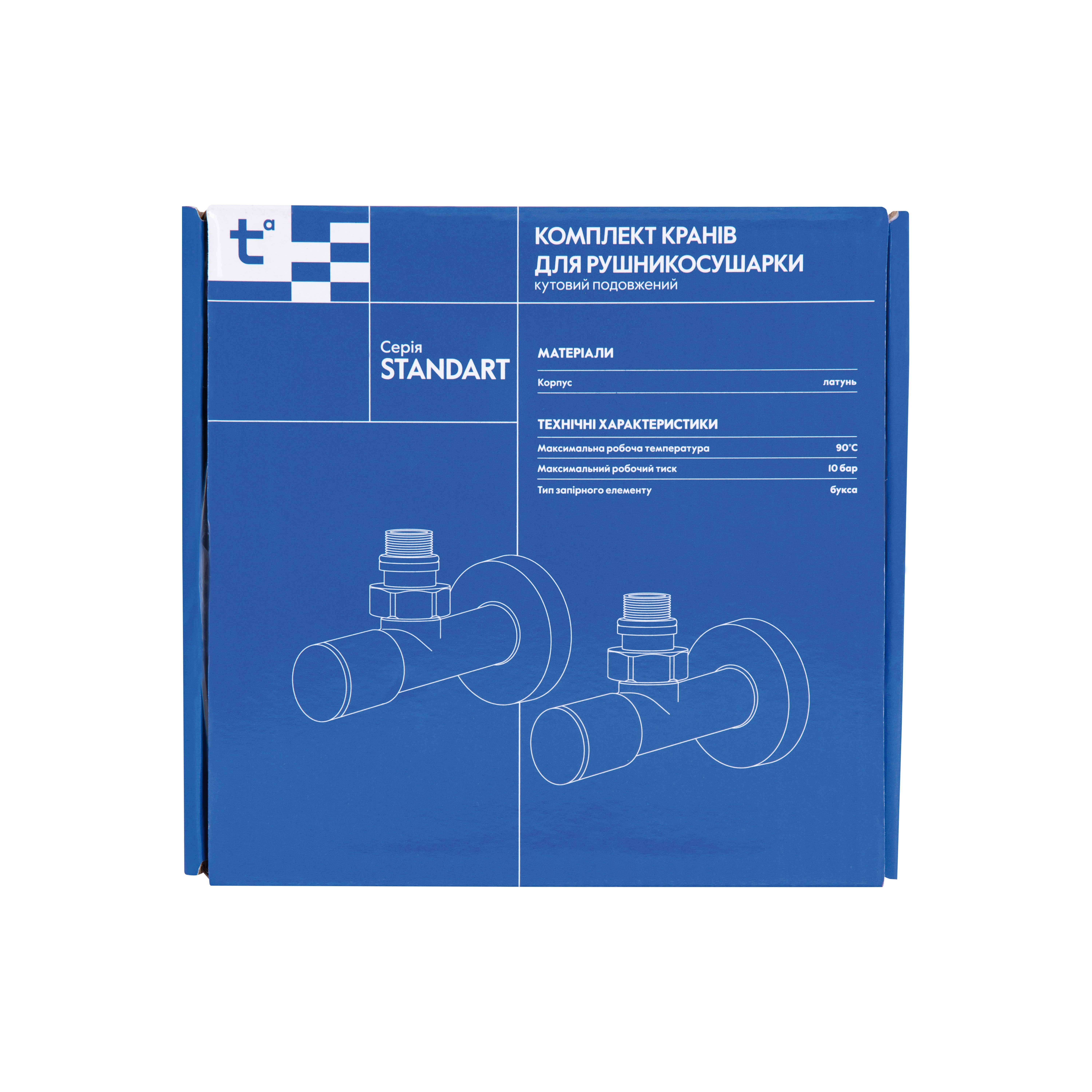 Комплект кранів Thermo Alliance Standart 1/2" З для рушникосушарки кутовий білий SF395W15W