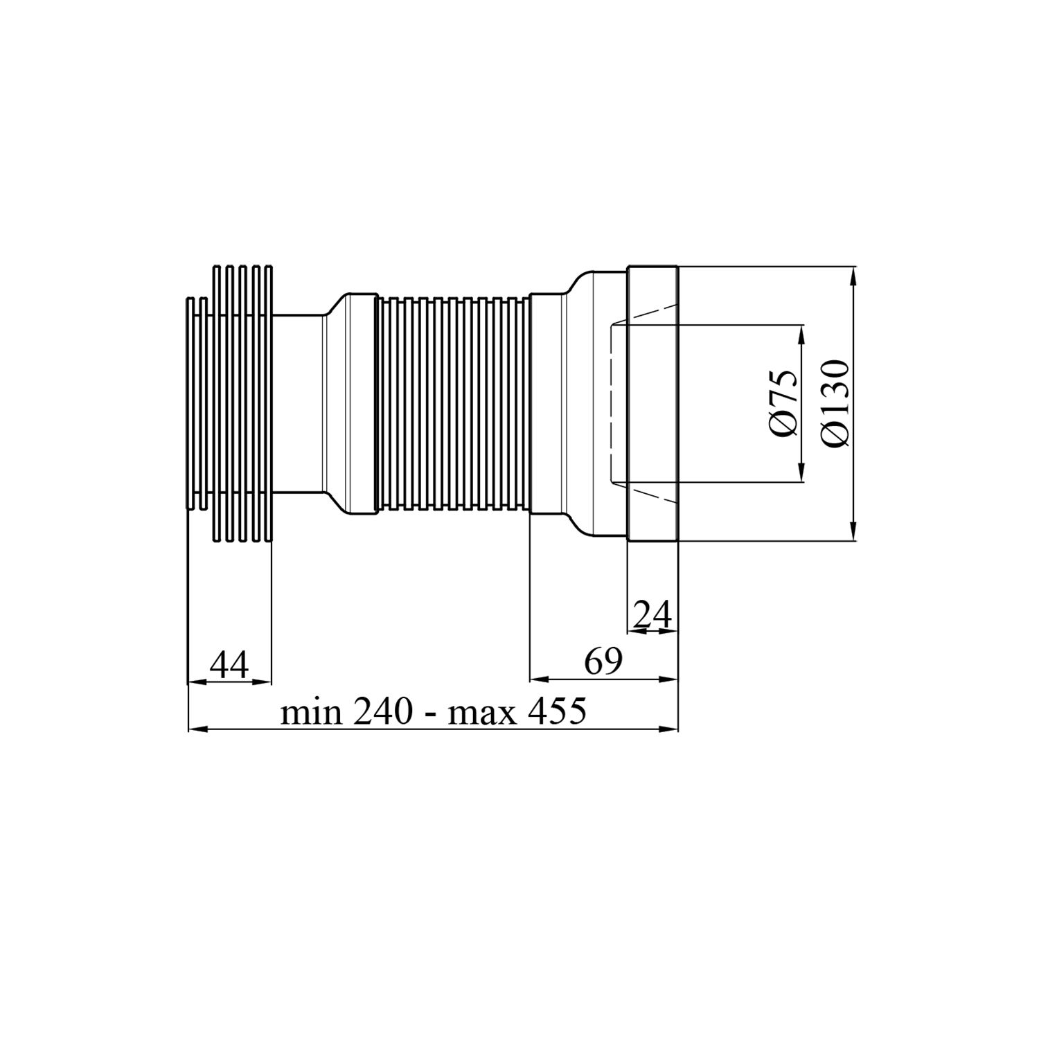 Гофра для унітаза армована Kroner KRP - GA110 D - 110 мм 240-455 мм