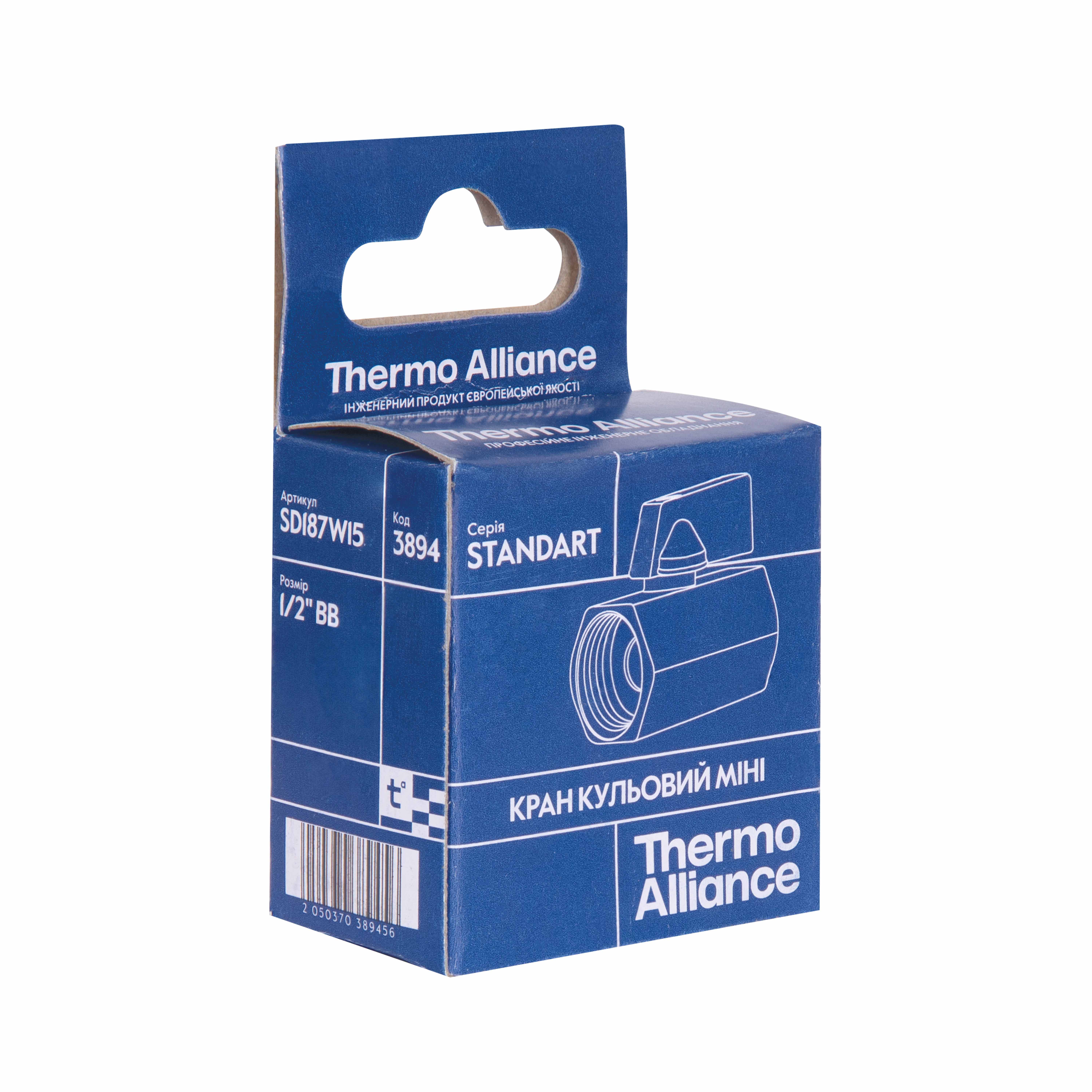 Кран кульовий Thermo Alliance Standart "Mini" 1/2" ВР SD187W15