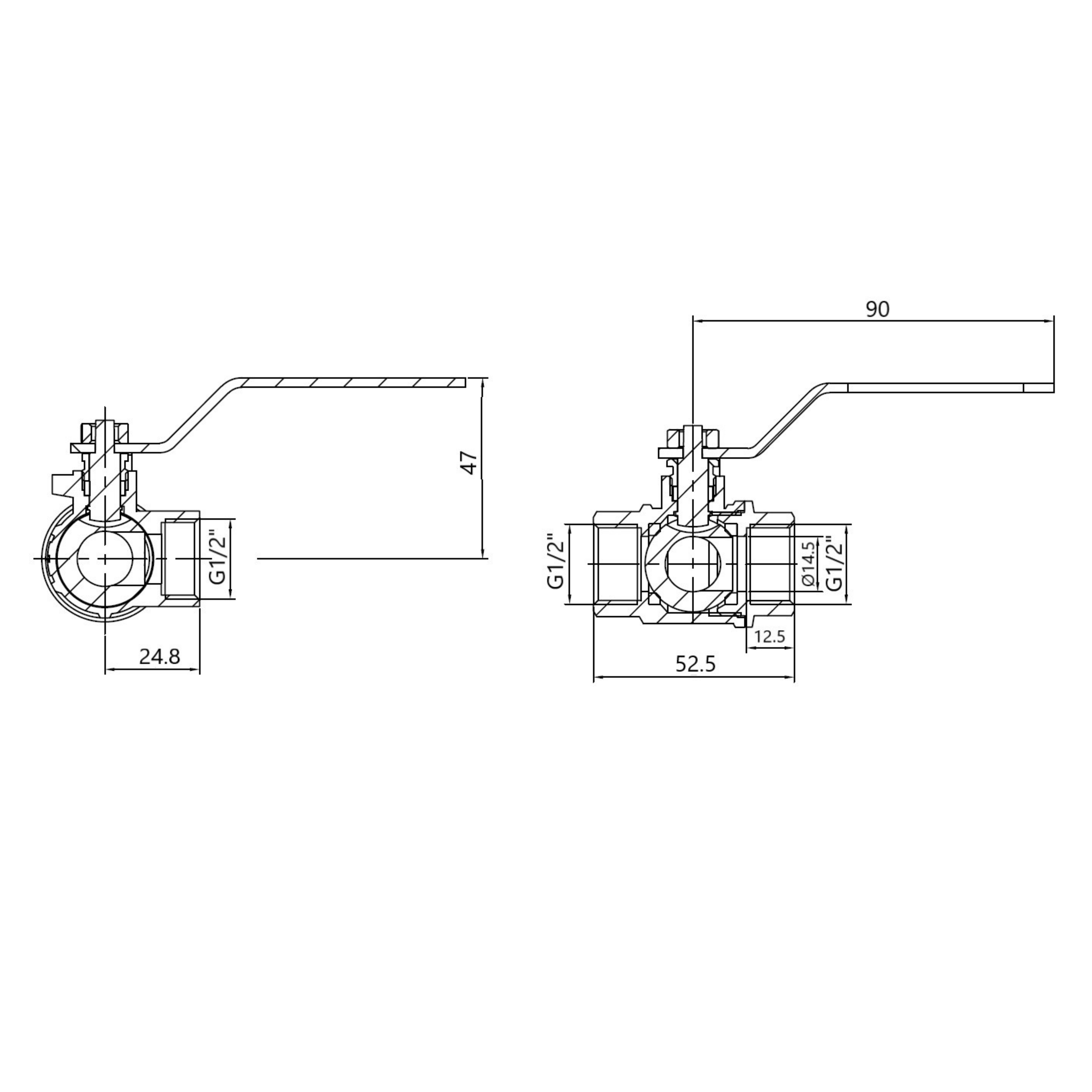 Кран кульовий Thermo Alliance Standart триходовий 1/2"ВВВ SD310W15