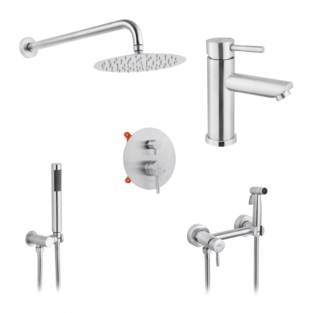 Набор 3 в 1 душова система Kroner Edelstahl Klassisch-ESG082 + змішувач Edelstahl Klassisch-ESG010 + змішувач Edelstahl Klassisch -ESG052