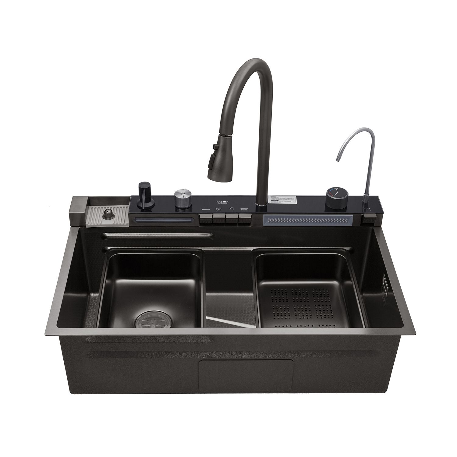 Кухонна мийка Kroner KRP Schwarze - SET7546ARTHM PVD (3.0/0.8 мм)