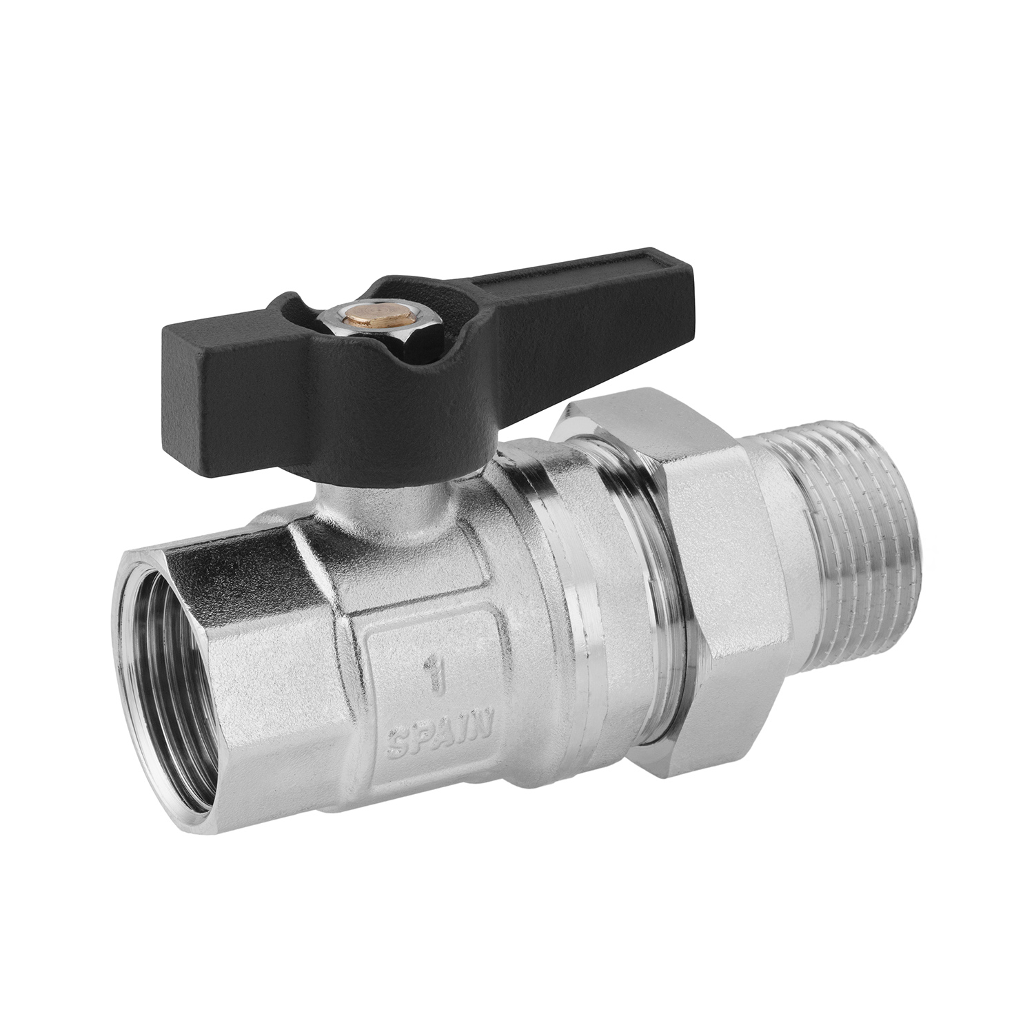 Кран-американка кульовий прямий Karro "Uno Black" 1" ВЗ PN40 метелик