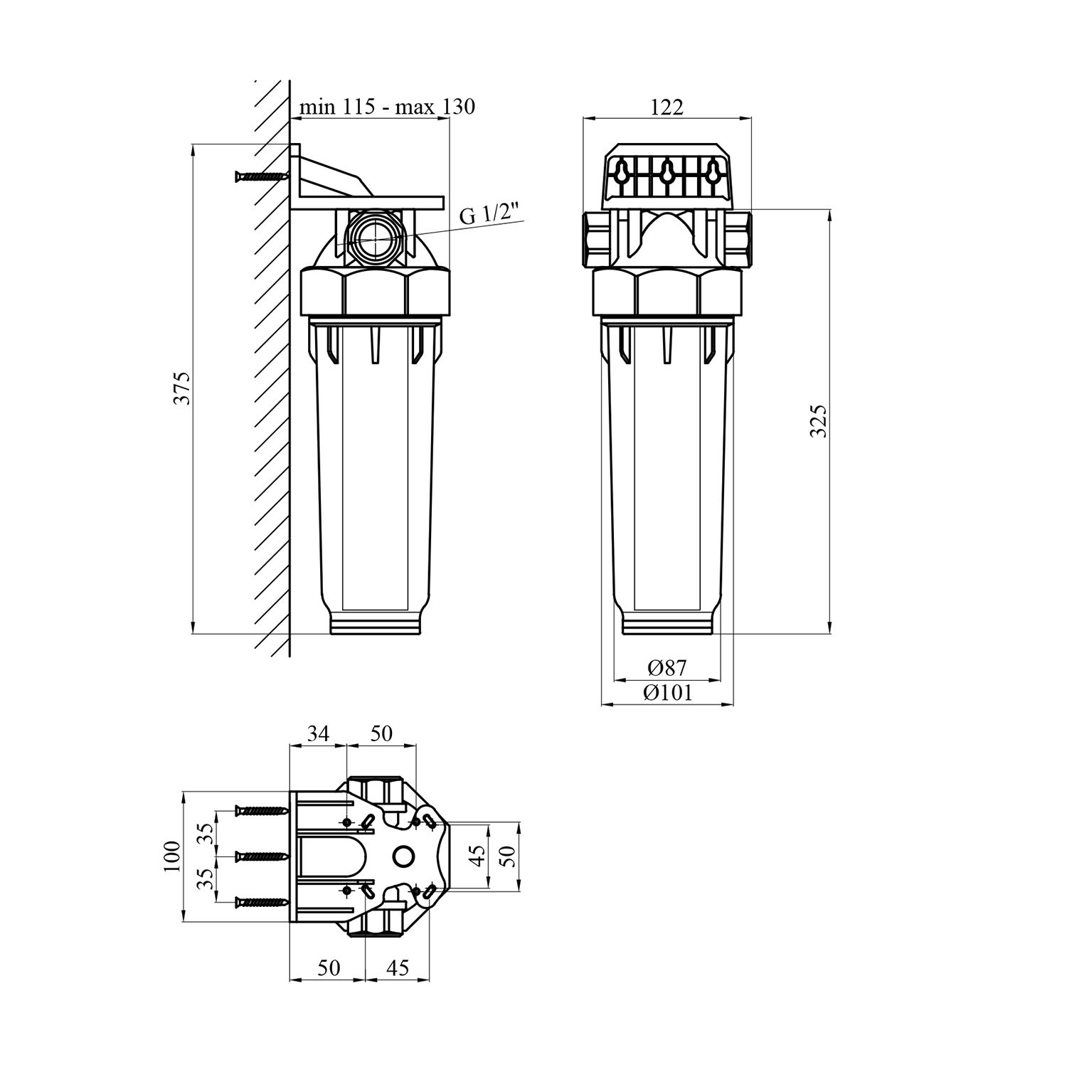 Фільтр магістральний в зборі Baux 1/2"