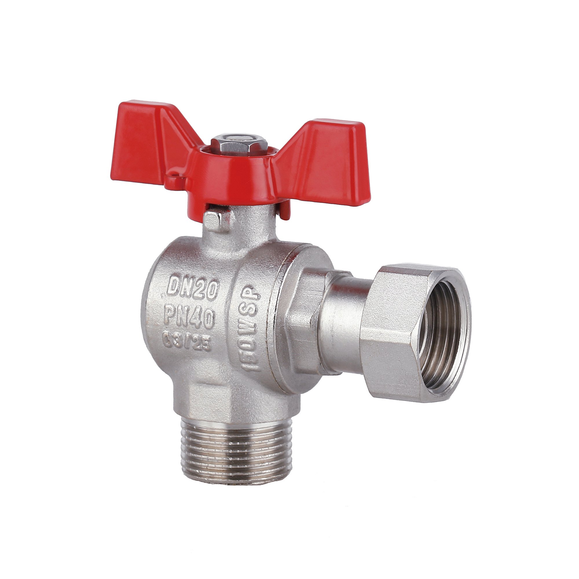Кран кульовий з накидною гайкою Thermo Alliance Forte 3/4" ВЗ для води кутовий SF224W20
