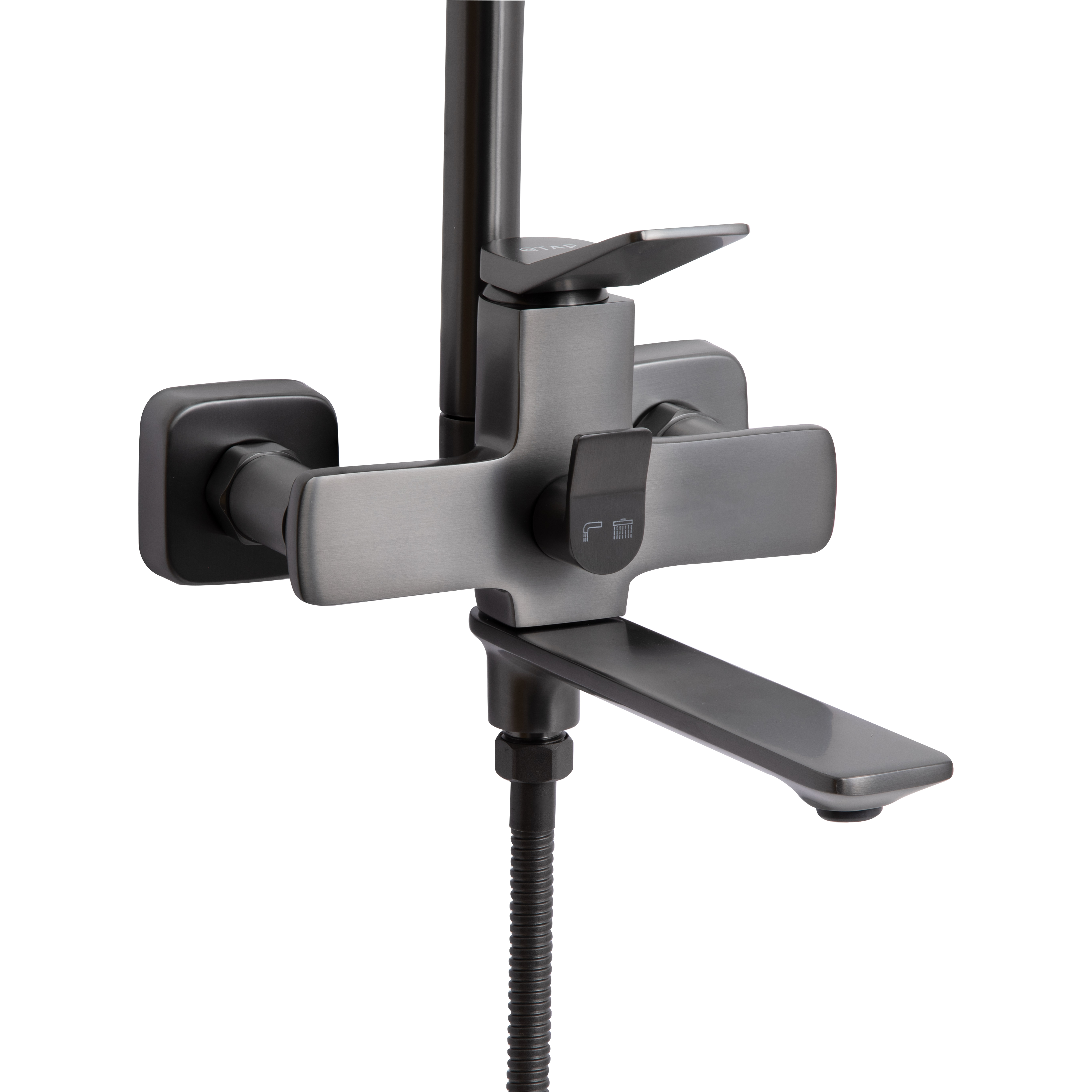 Душова система універсальна Qtap Presto на три споживачі (з виливом) QTPRE111GRP45585 Gunmetal Black