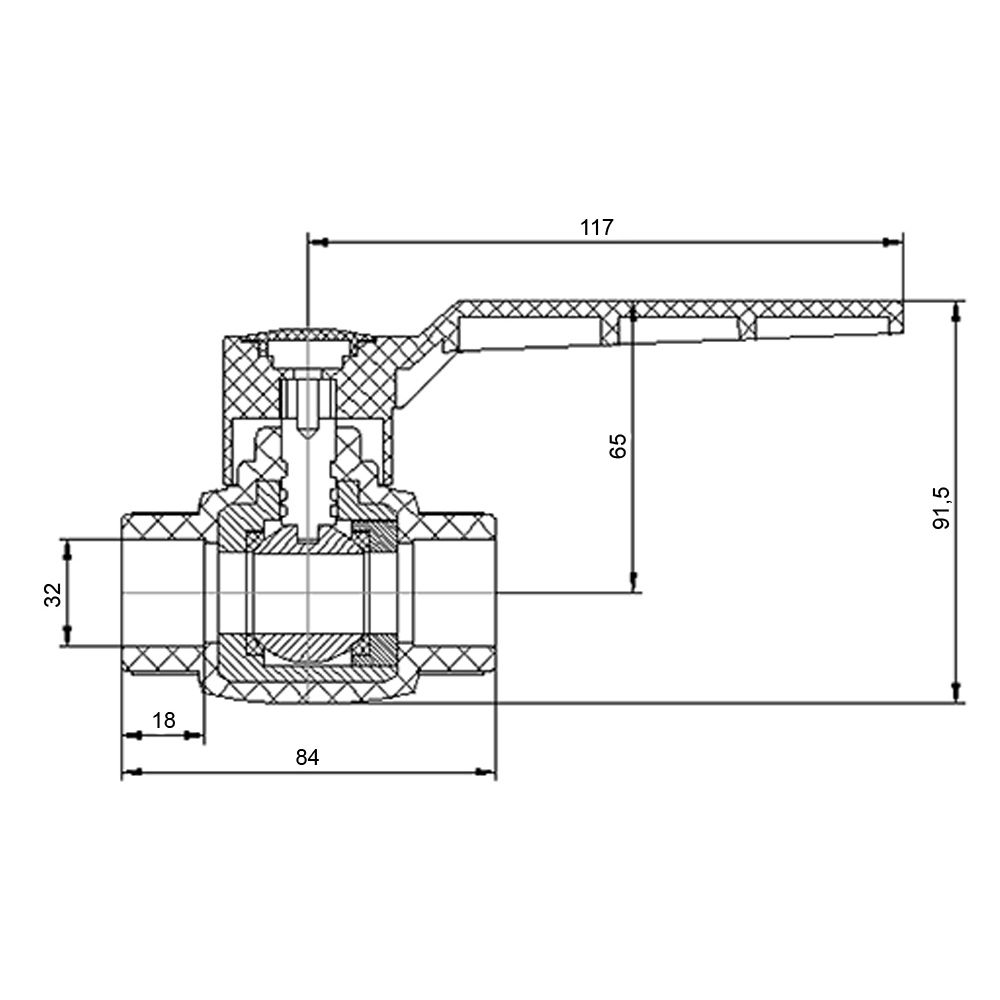 Кран кульовий Blue Ocean 32  з кулею ABS