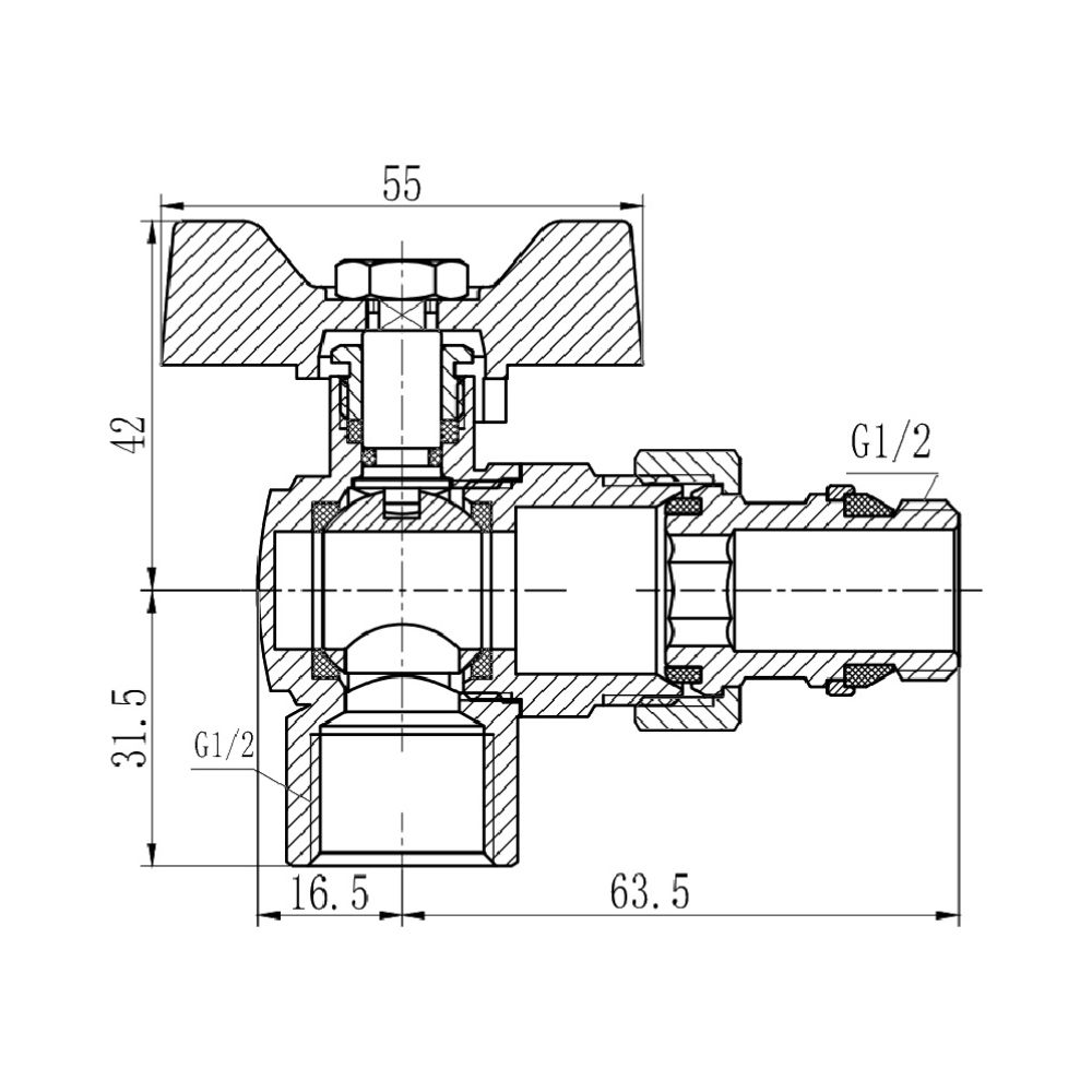 Кран кульовий "Американка" Thermo Alliance Forte 1/2" з антипротіканням кутовий SF223W15