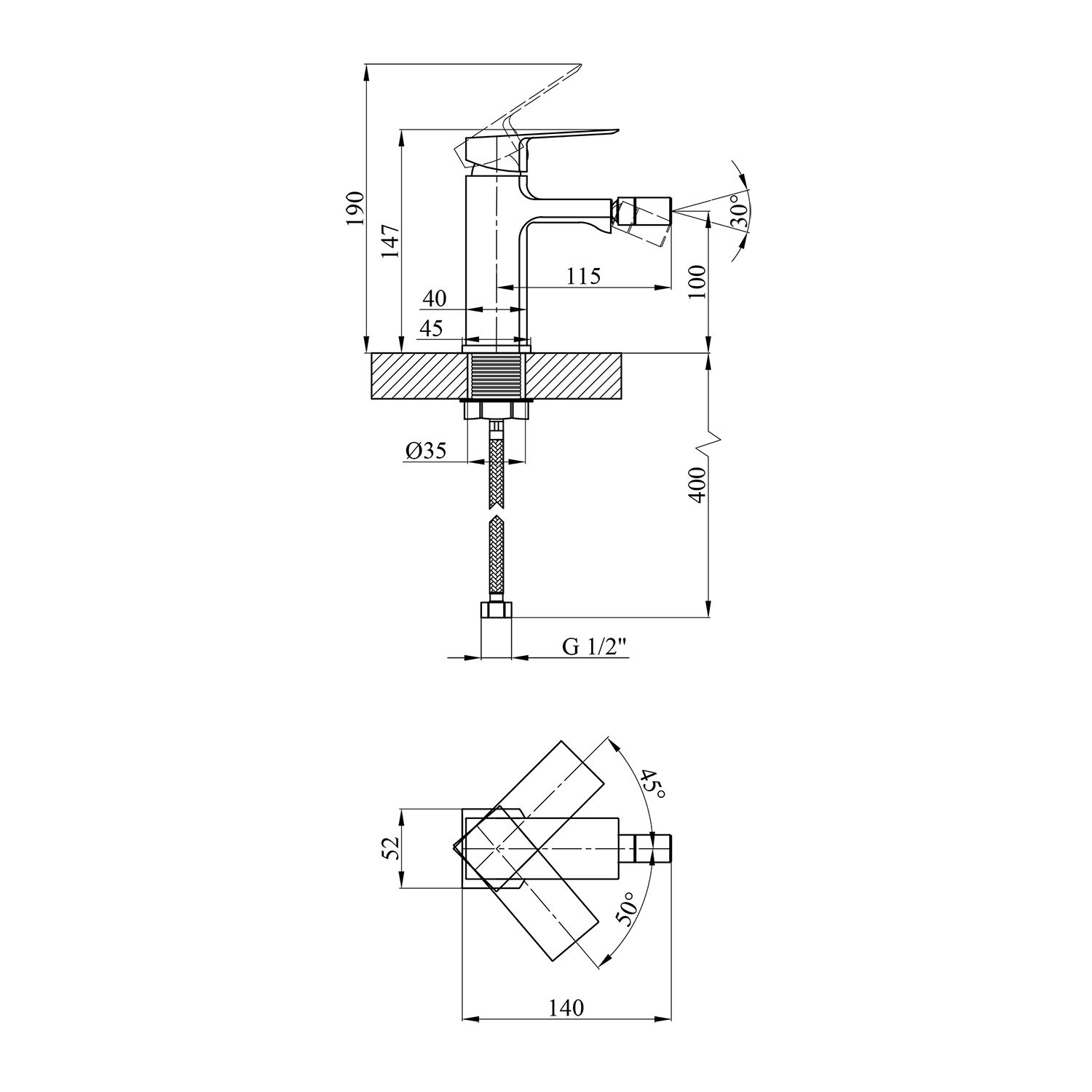 Змішувач для біде Kroner KRP Harz - C020